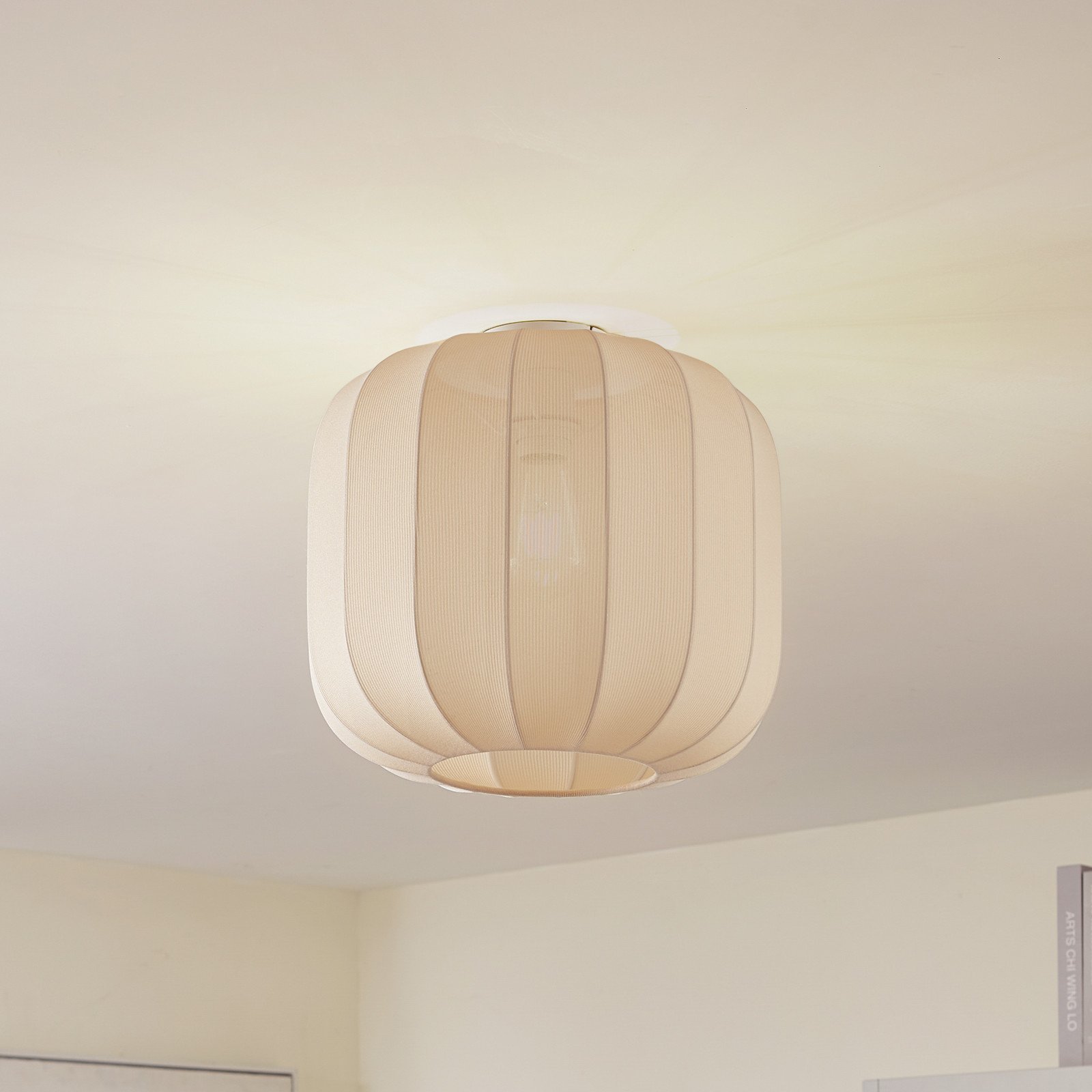 Lindby Helin plafonieră bej țesătură Ø 35 cm - Camera de zi / sufragerie - Scandinavă - Țesătură / Textil