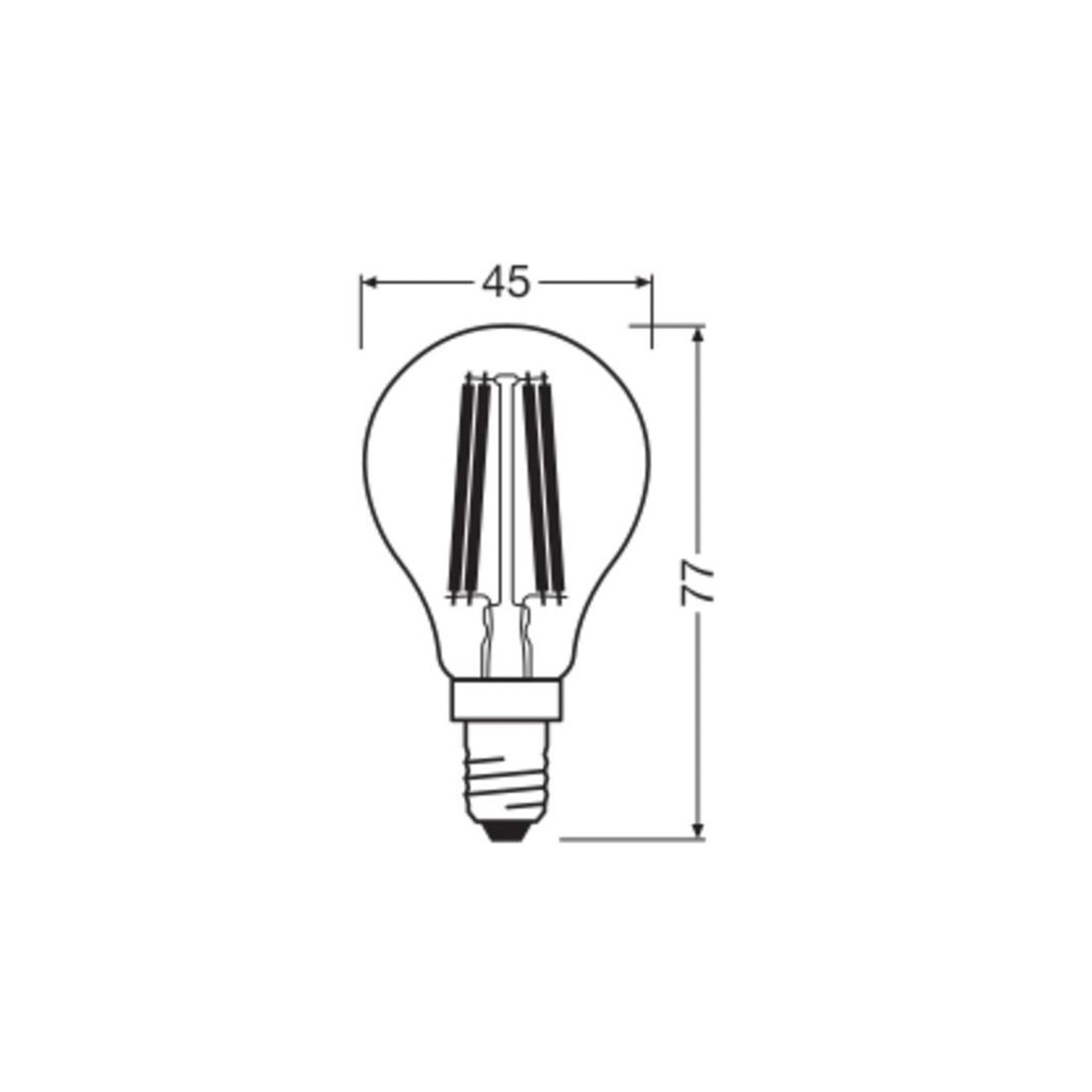 OSRAM LED lamp druppel E14 1,2W filament 2700K 255lm