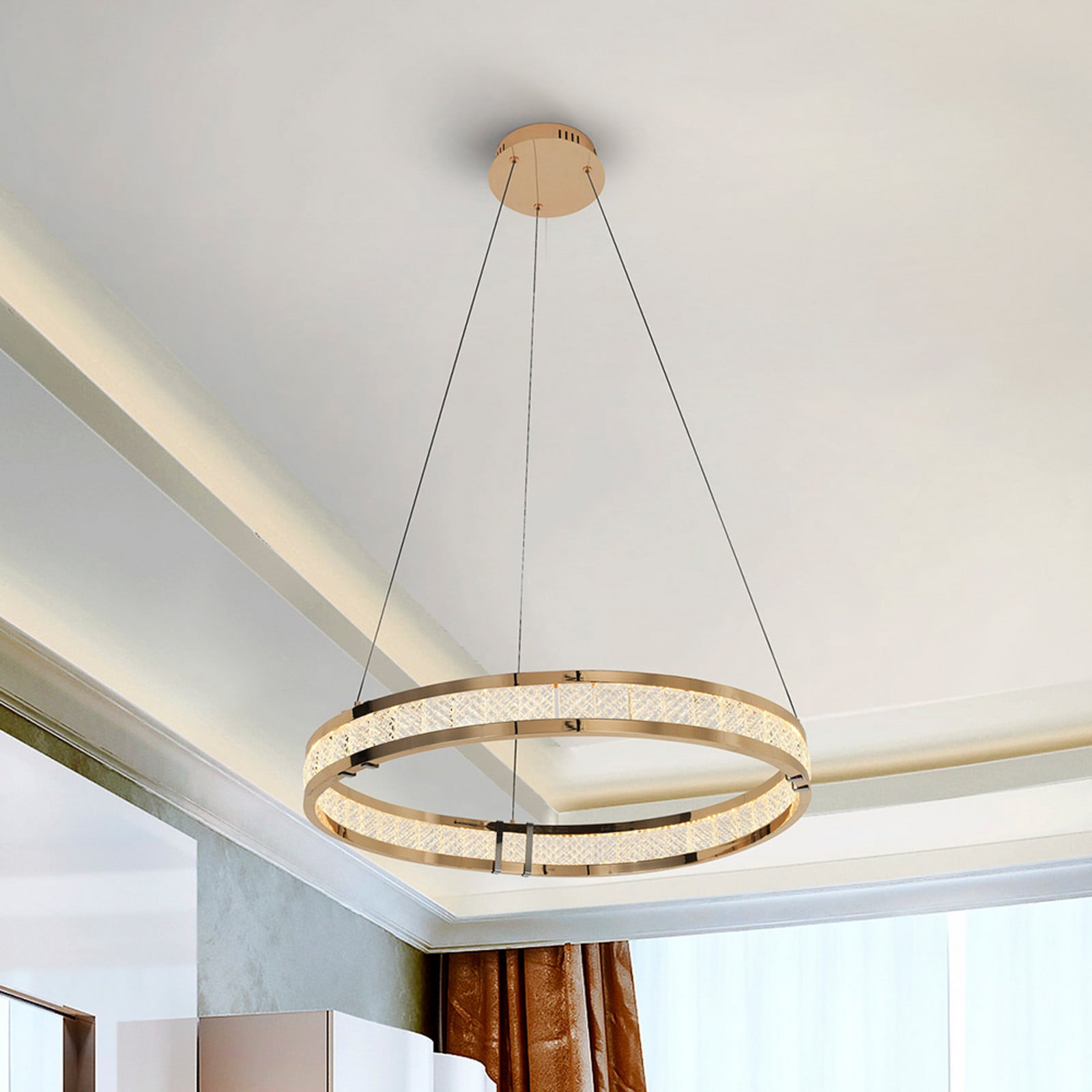 Schuller Valencia Lampă suspendată LED Lorian culoare aurie Ø 60 cm metal - Camera de zi / sufragerie - auriu limpede - Aluminiu