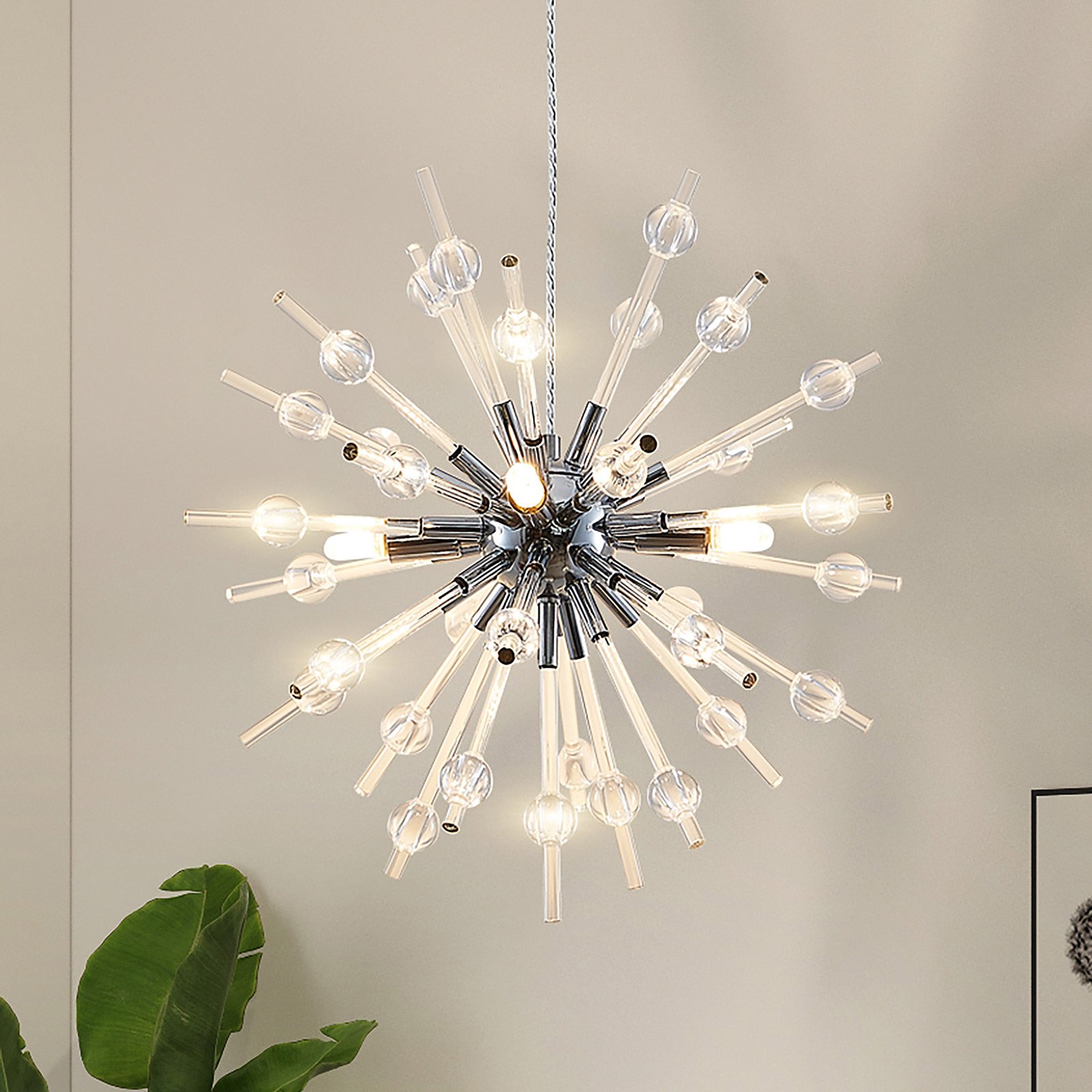 Lucande Kirai glass hanging light, 4-bulb 42 cm