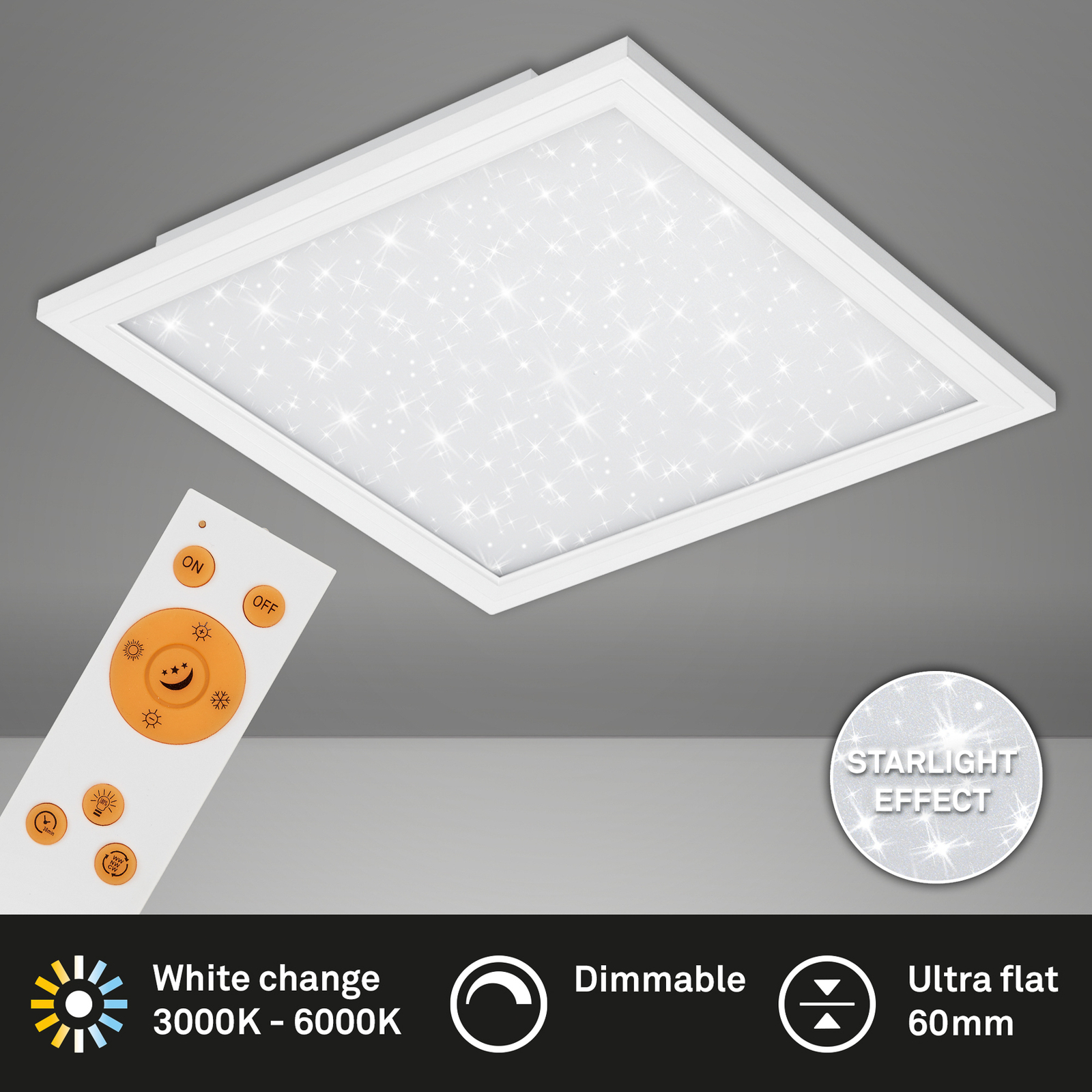 LED panel Pallas, fehér, dimmelhető, CCT, 59.6x59.6cm