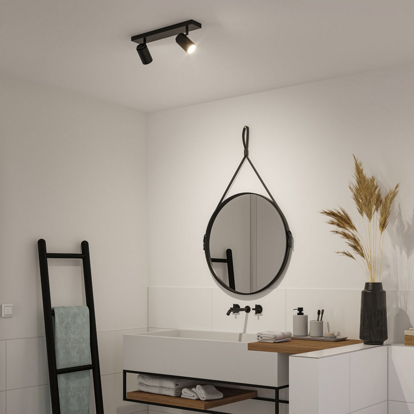 Zyli 2 Ceiling Light IP44 dimmable Matt Black - Paulmann