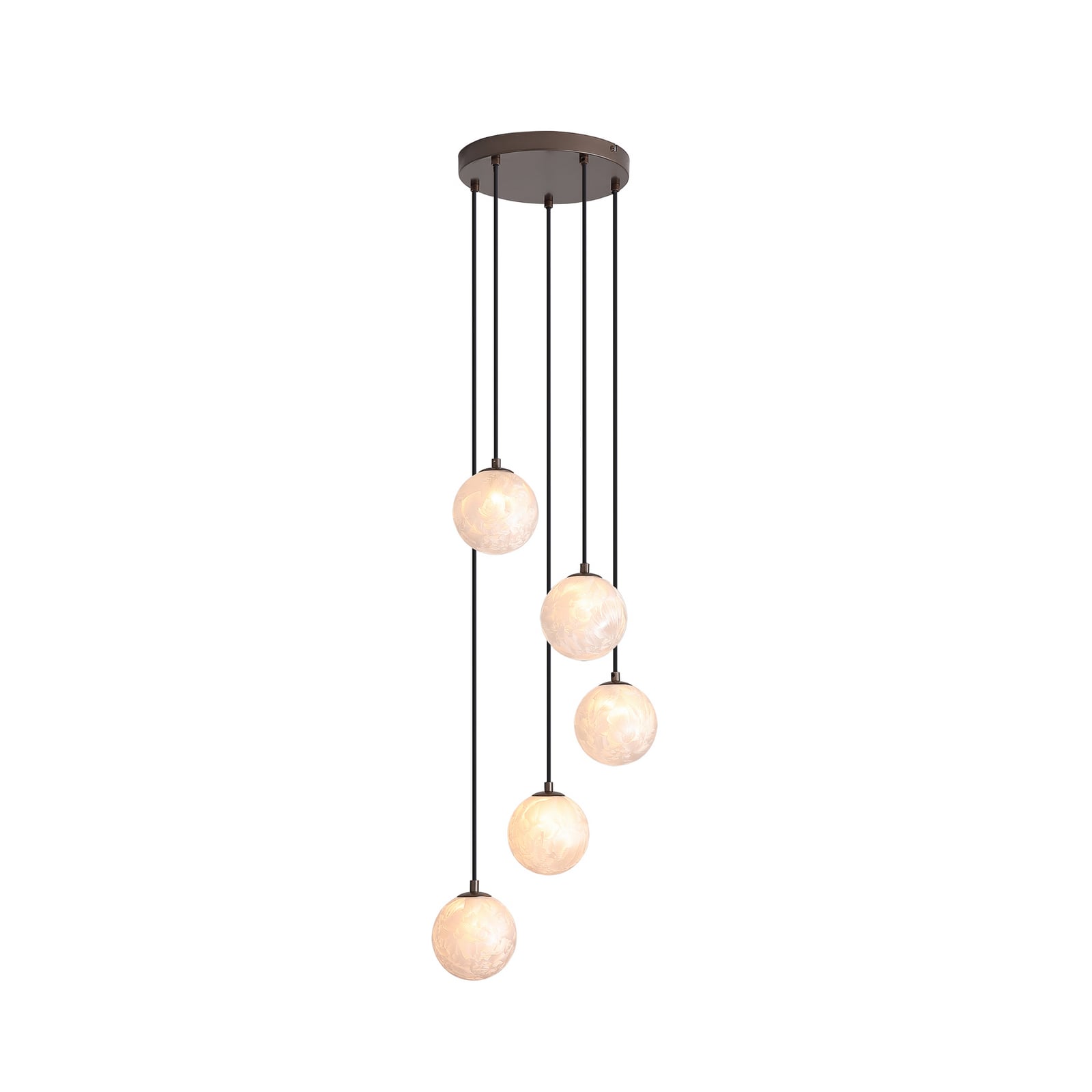 Hängeleuchte Frosty, 5-fl. rund, bronze, Glas gefrostet, G9 Hängeleuchte Frosty, 5-fl. rund, bronze, Glas gefrostet, G9