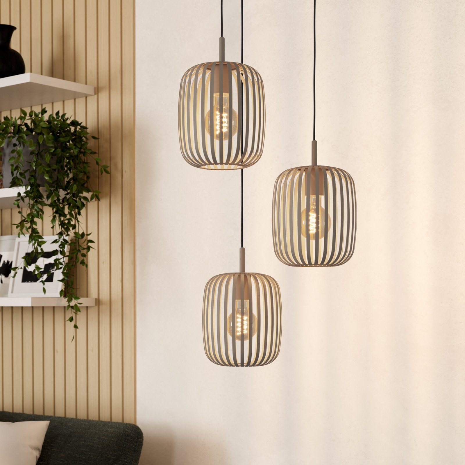 Romazzina rippvalgusti, Ø 46 cm, liivavärvi, 3-valgusti, teras