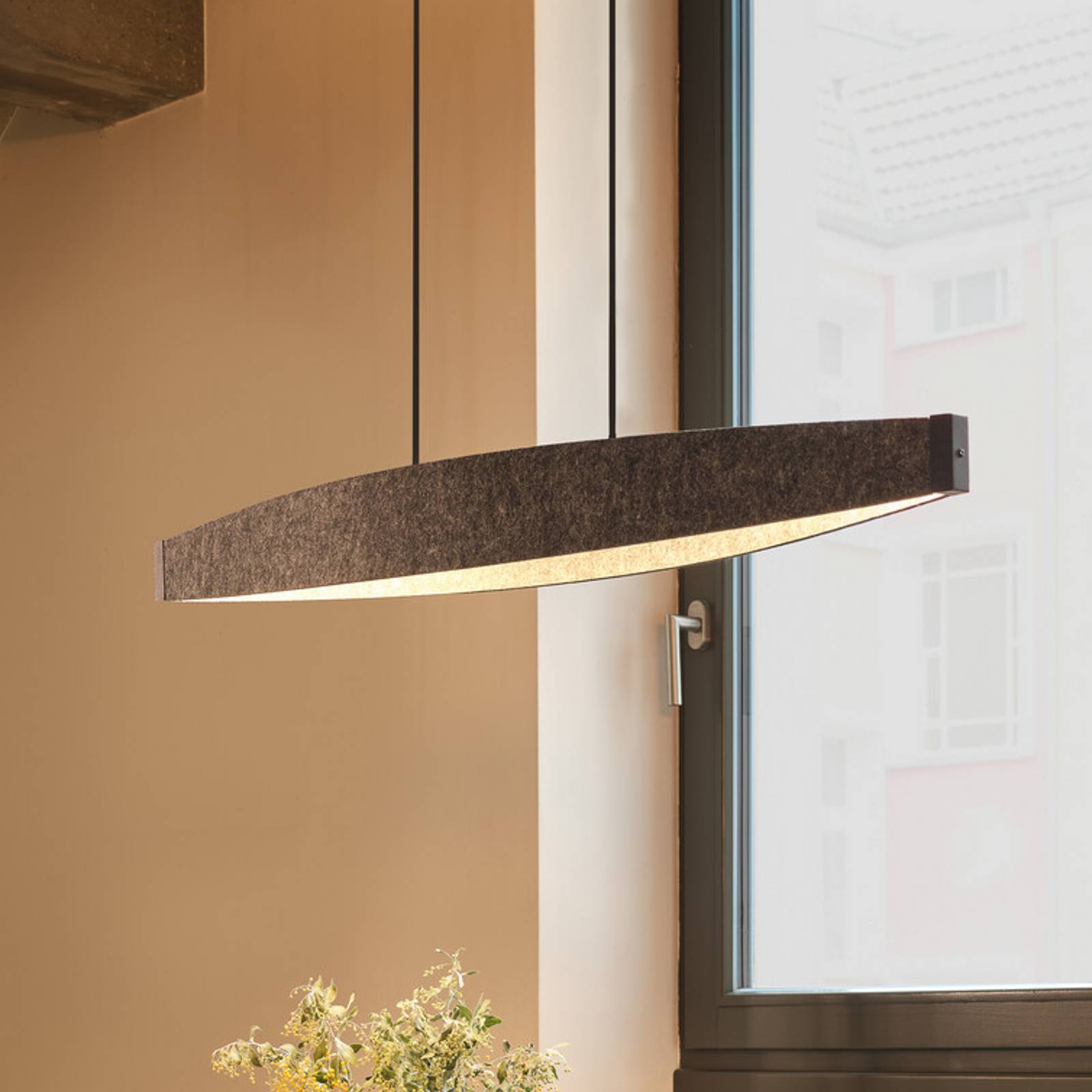 Żyrandol LED OSRAM Decor Flat Felt, szara, filc, 3000 K