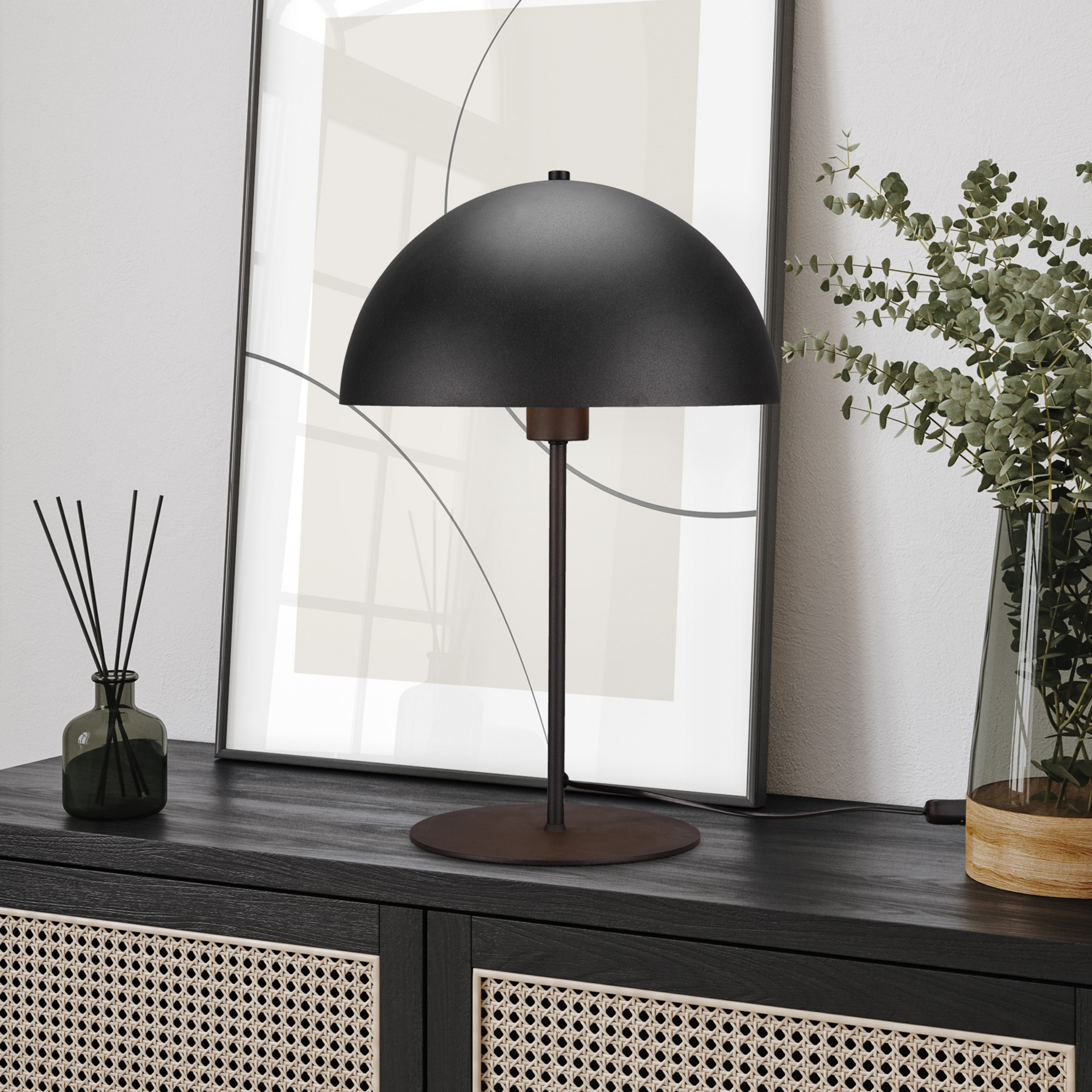 Tischleuchte Nola, schwarz/gold, Höhe 45 cm, Metall