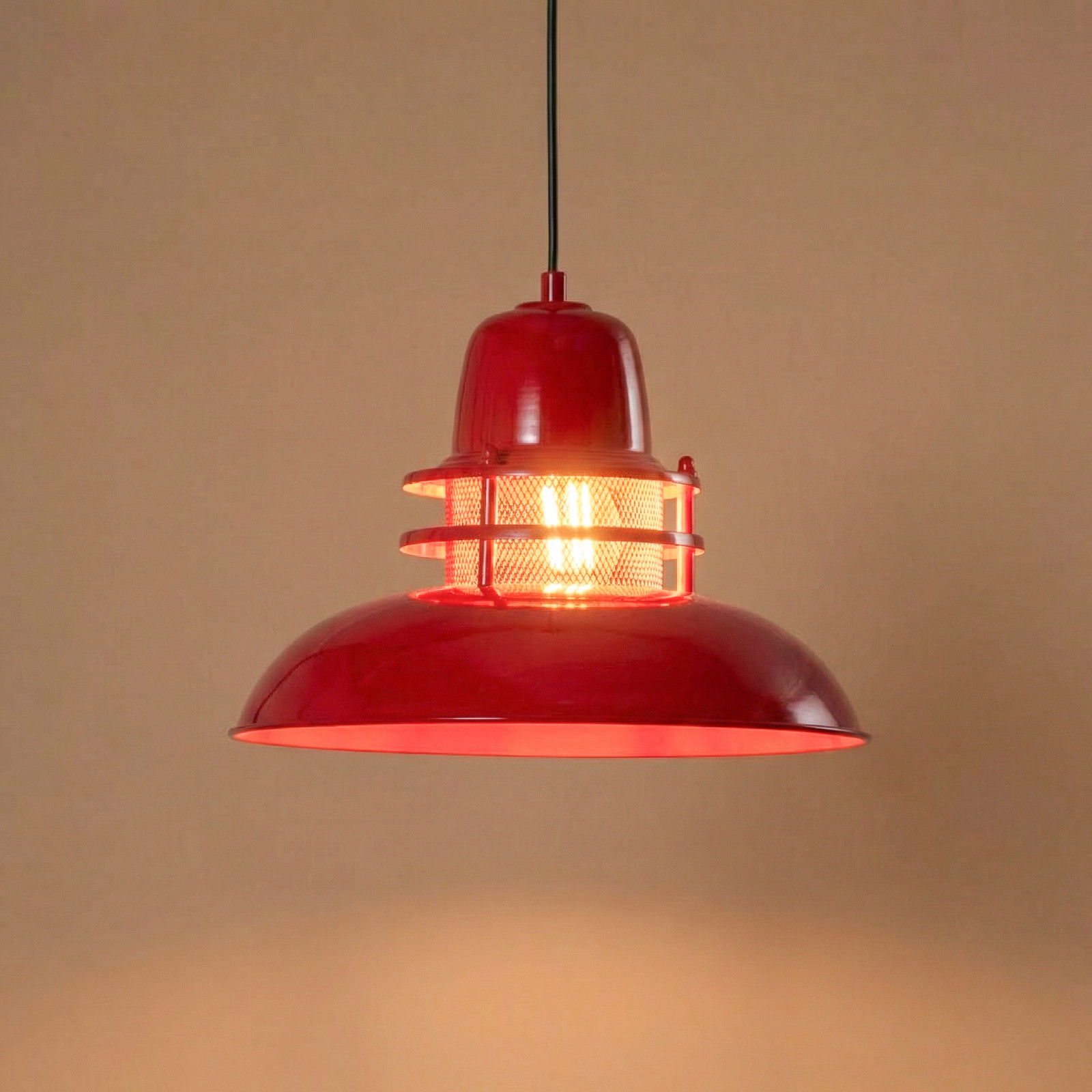 ROYALTECH Lampă suspendată Lorenz roșu Ø 34 cm metal E27 - Camera de zi / sufragerie - Vintage