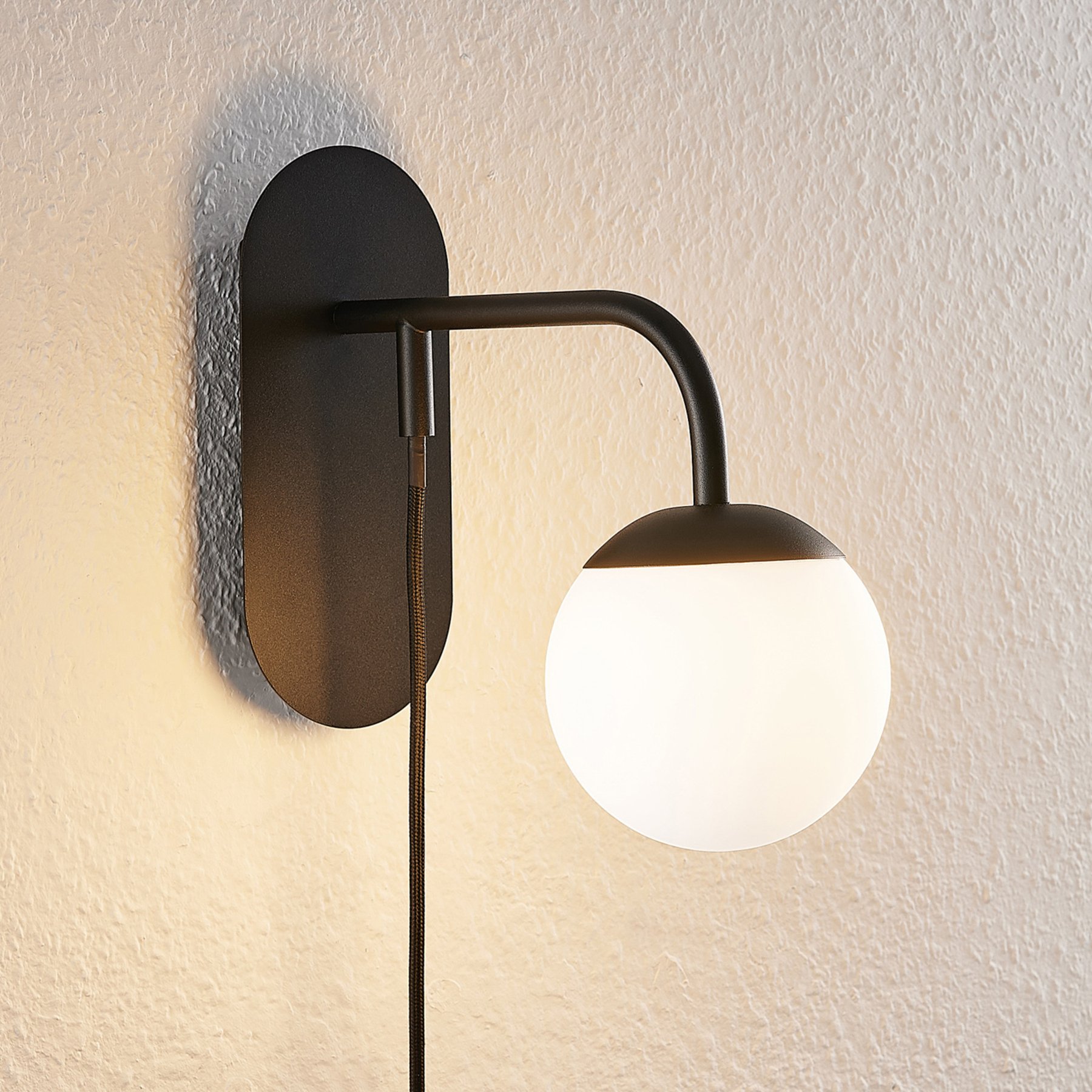 Lucande Rama LED wall light with glass lampshade, for Living / Dining Room, iron, glass, G9, 3 W, energy efficiency: A++, W: 12 cm, H: 25 cm
