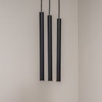 Hanglamp Sone, baldakijn hoekig, 3-lamps, zwart