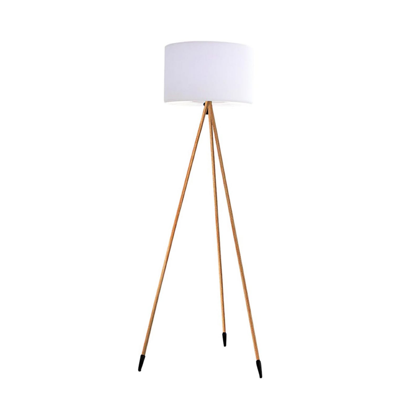 Lámpara de pie LED recargable Tamboury, blanca/marrón, altura 150 cm, acero
