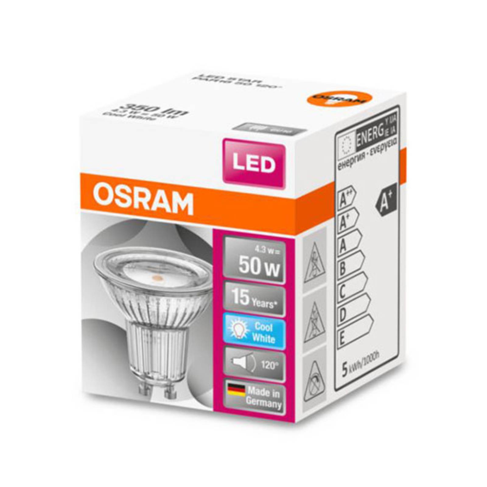 OSRAM LED-Reflektor GU10 4,3W universalweiß 120°