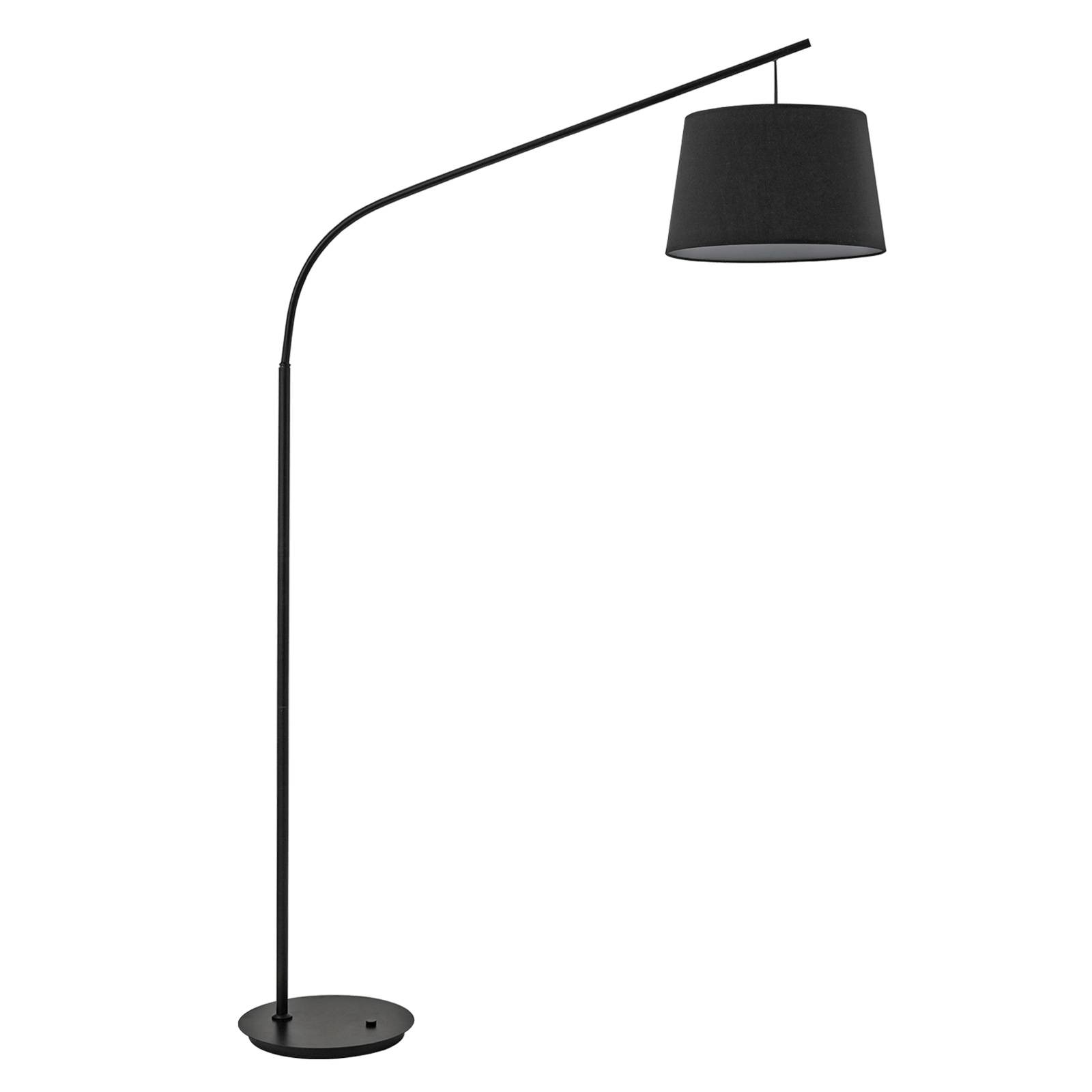 Ideallux Lampadaire arqué Daddi abat-jour en tissu noir