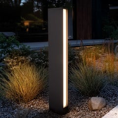 Lucande Bolardo luminoso LED Lirka, 2 luces, gris, metal, 60 cm