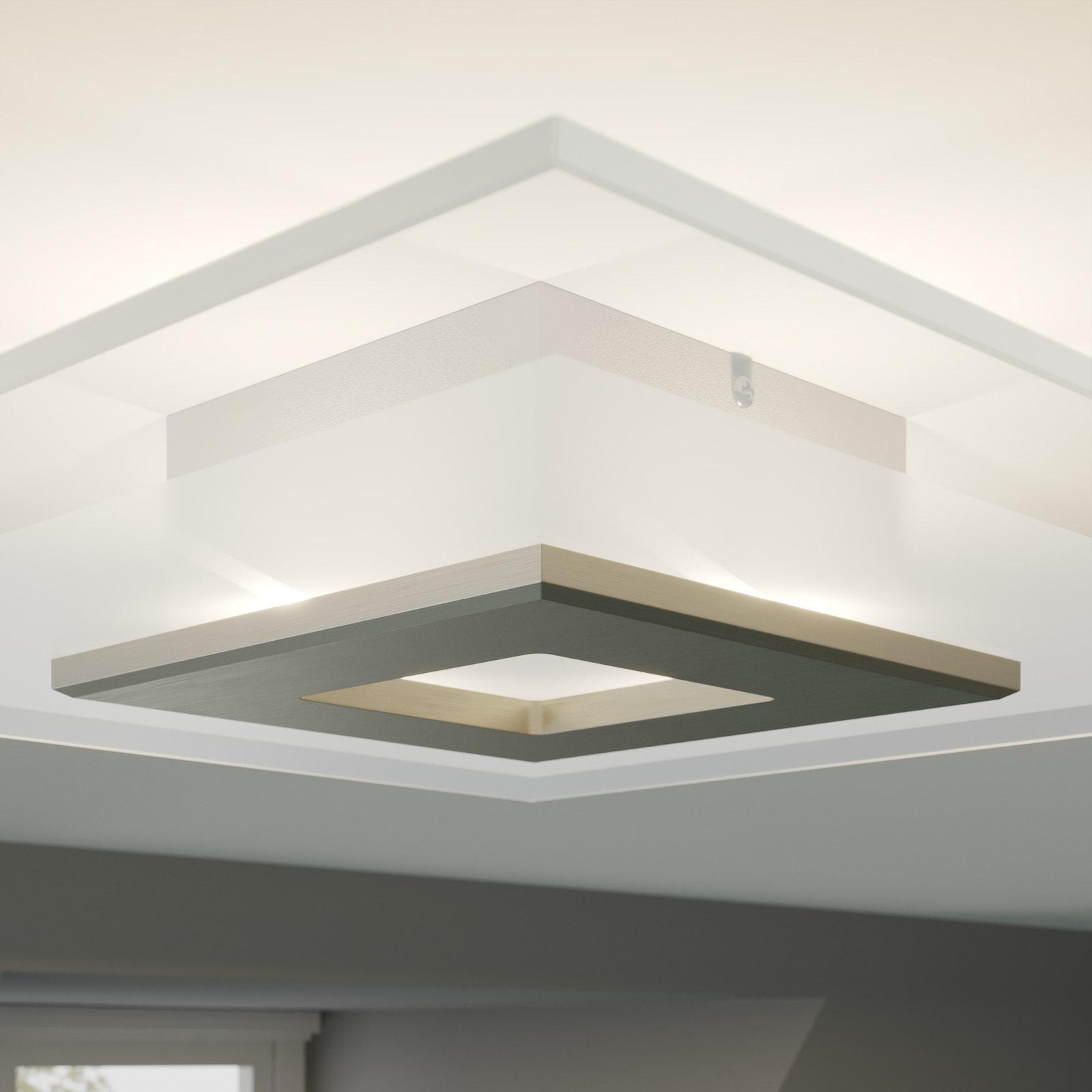 Quitani LED ceiling light Tian, glass shade, 39 x 39 cm
