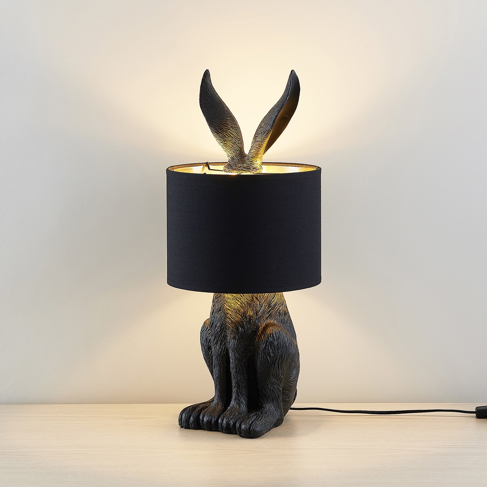 Lindby Lorentina bordlampe av stoff, hare, svart