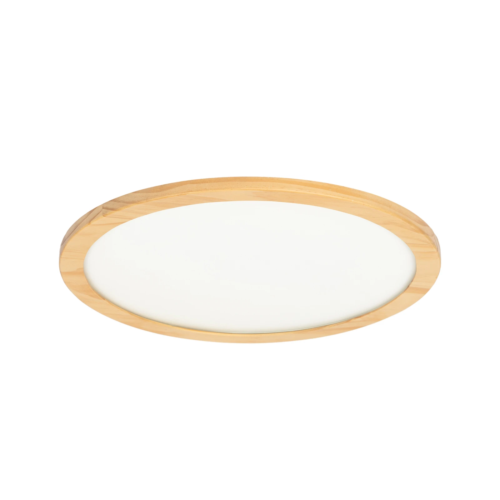 Candeeiro de teto LED Lucande Joren, Ø 48 cm, madeira, CCT, controlo remoto
