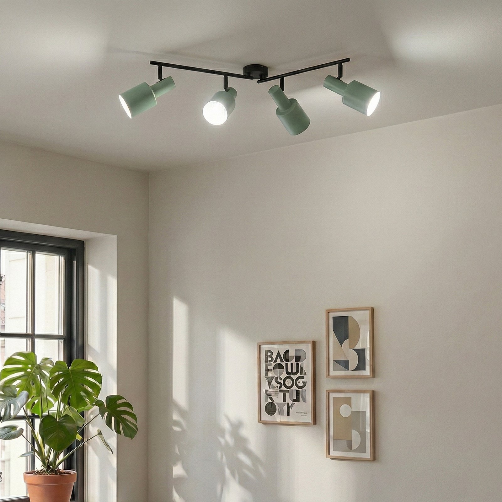 Lindby spot pour plafond Ovelia, vert, 80 cm, 4 lampes, E27