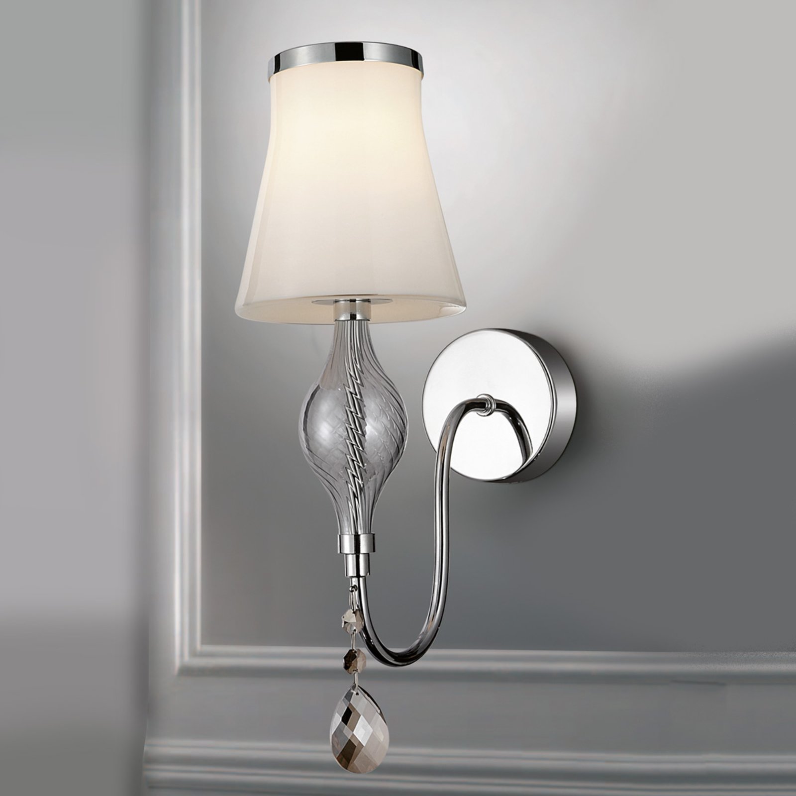 Pamalux Elegant wall light Maxima Vetro, for Living / Dining Room, metal, glass, crystal, E14, 40 W, energy efficiency: A++, H: 40 cm