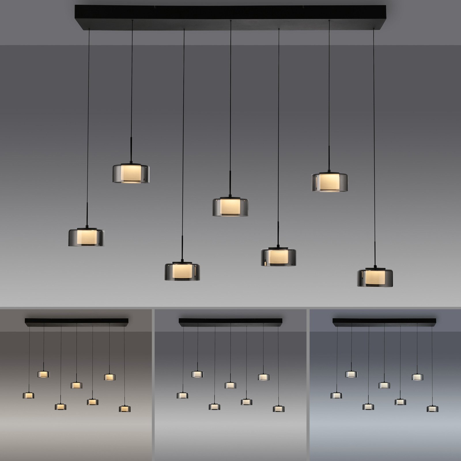 Paul Neuhaus hanglamp Rika, zwart, lengte 135 cm