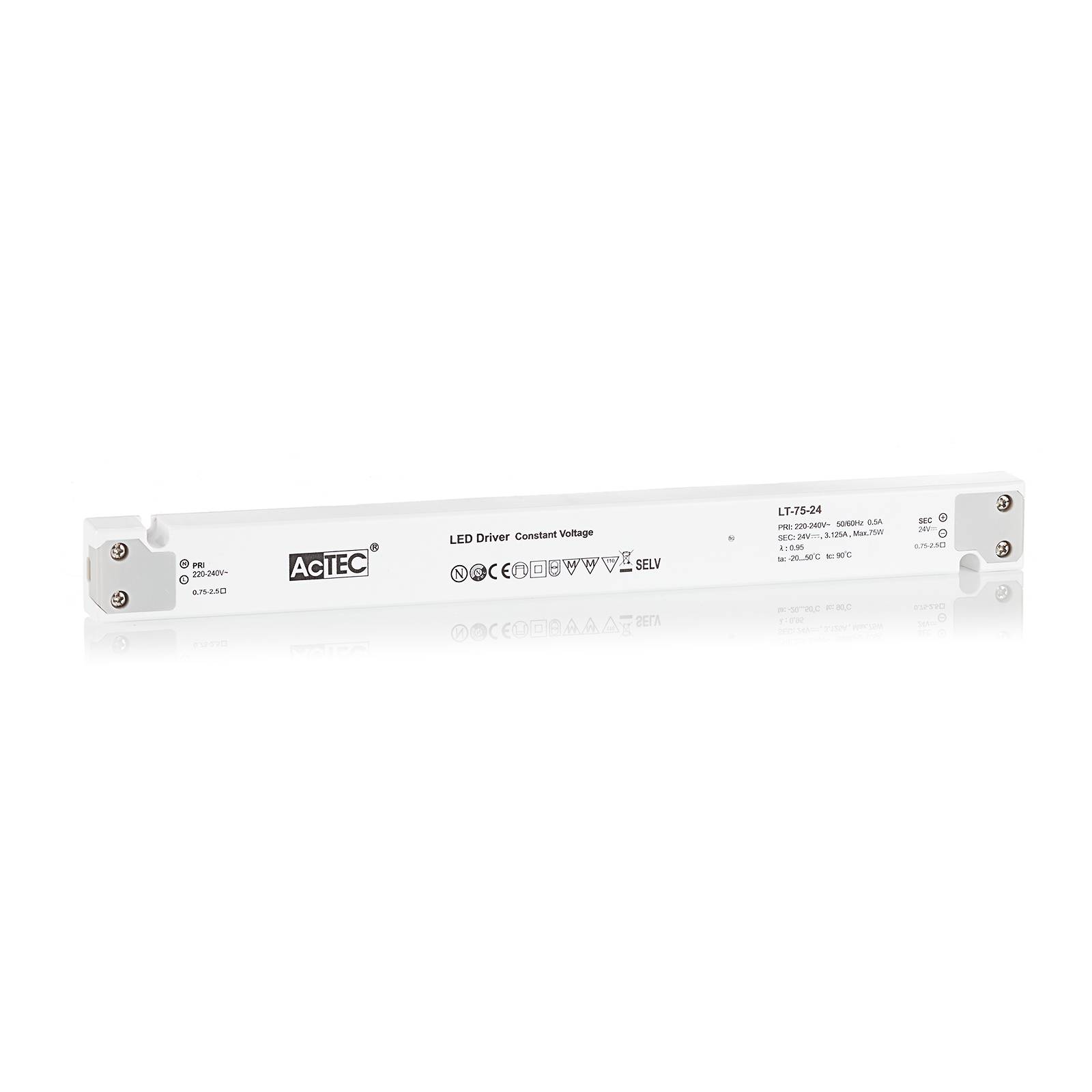 AcTEC LT LED driver CV 24 V, 75 W, plastic, L: 30.5 cm, W: 3 cm, H: 1.7 cm
