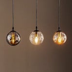 Glassy pendant light, 3-bulb, straight, graphite/amber/clear, glass