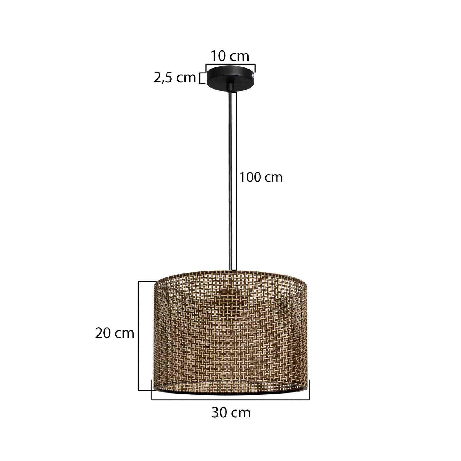 Candeeiro suspenso Nara, padrão castanho, tecido, Ø 30 cm