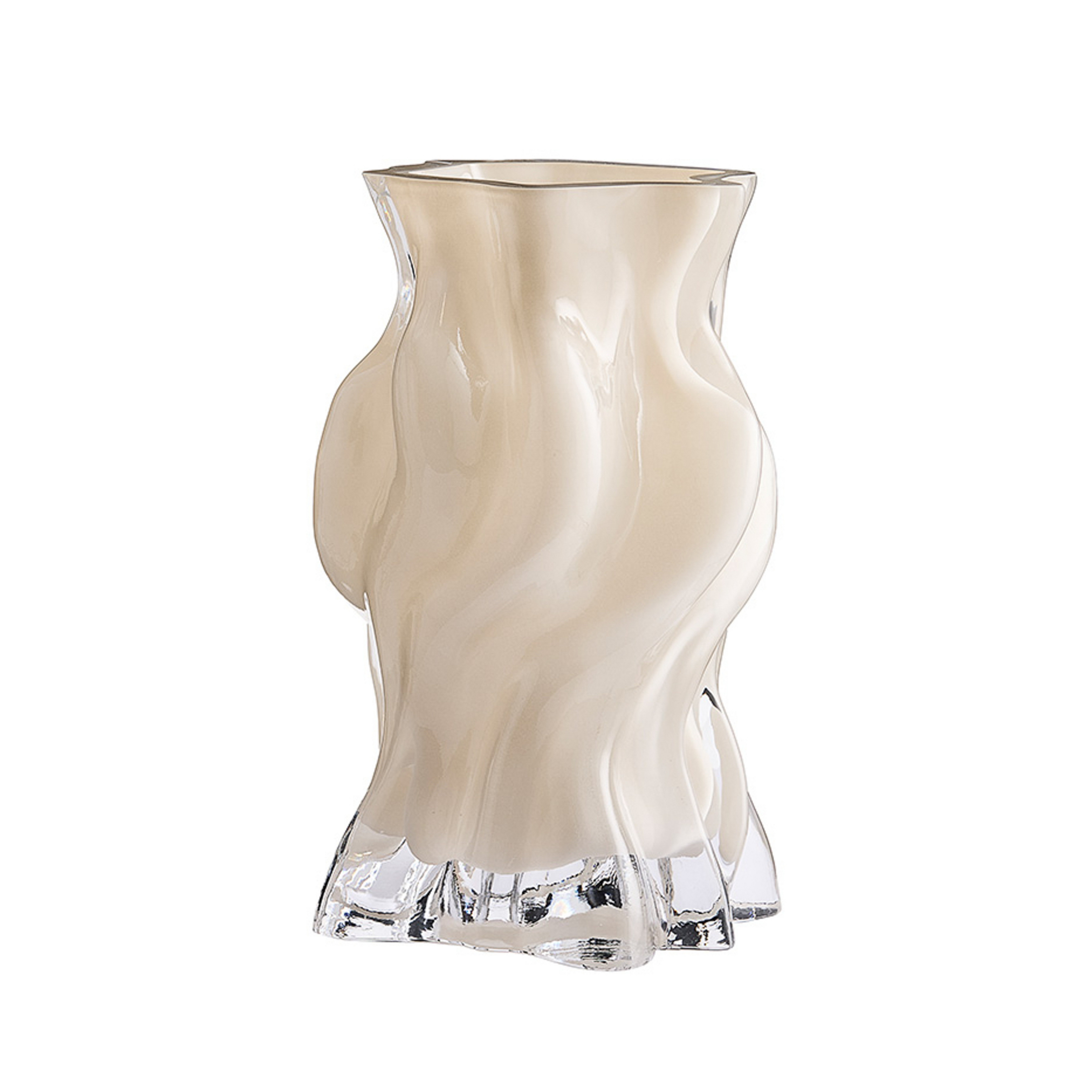 Vena Vase, cremefarvet, højde 29 cm, længde 20 cm, glas – AYTM