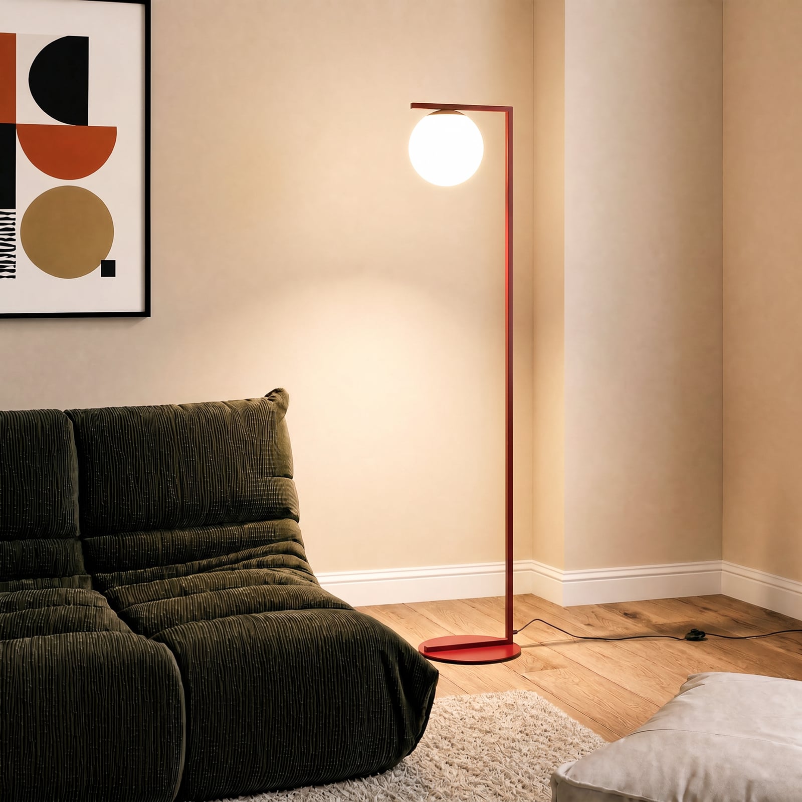 Lampa podłogowa Zac, opalowo-bordowa, 1-punktowa – ALDEX