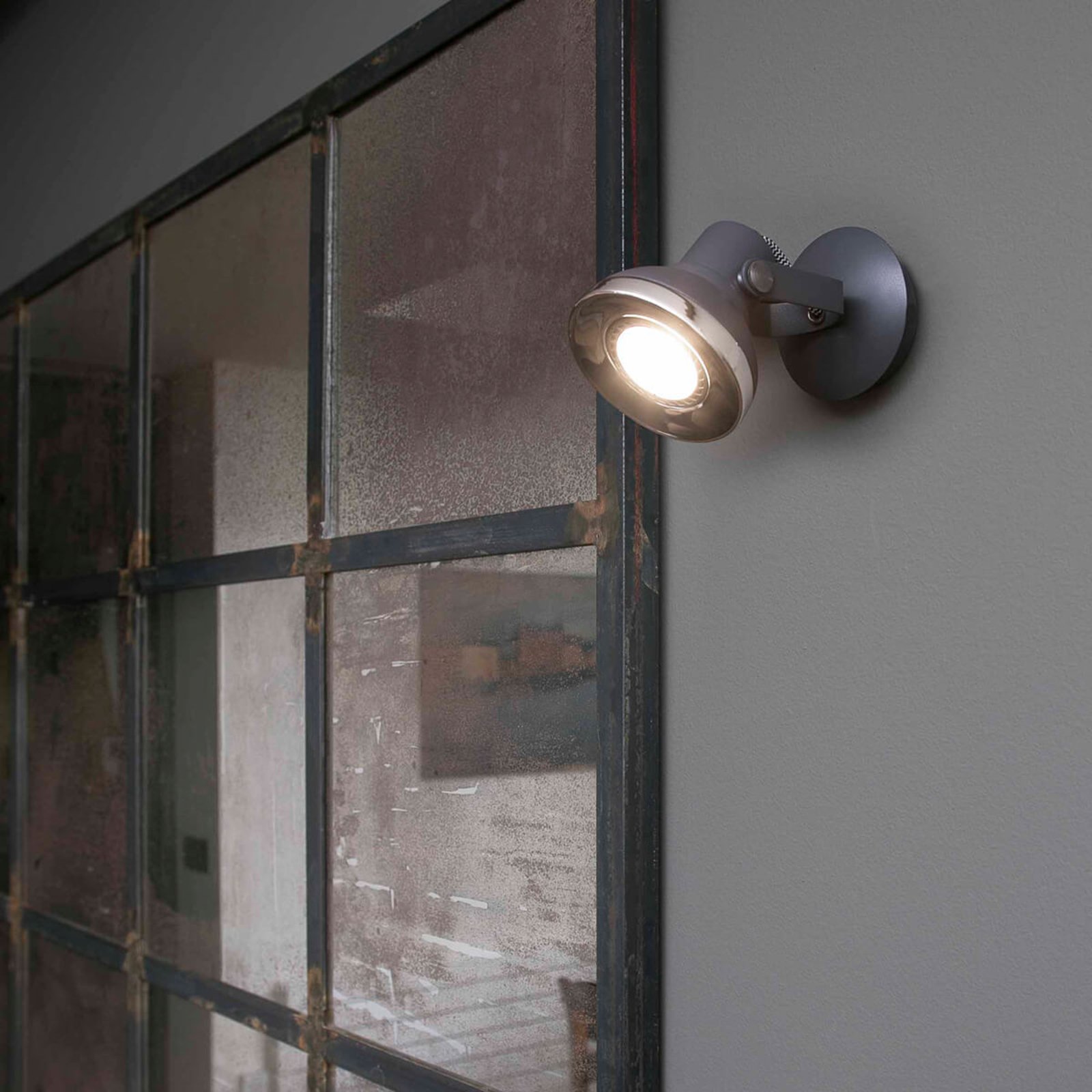 Ring- foco de pared LED en gris oscuro