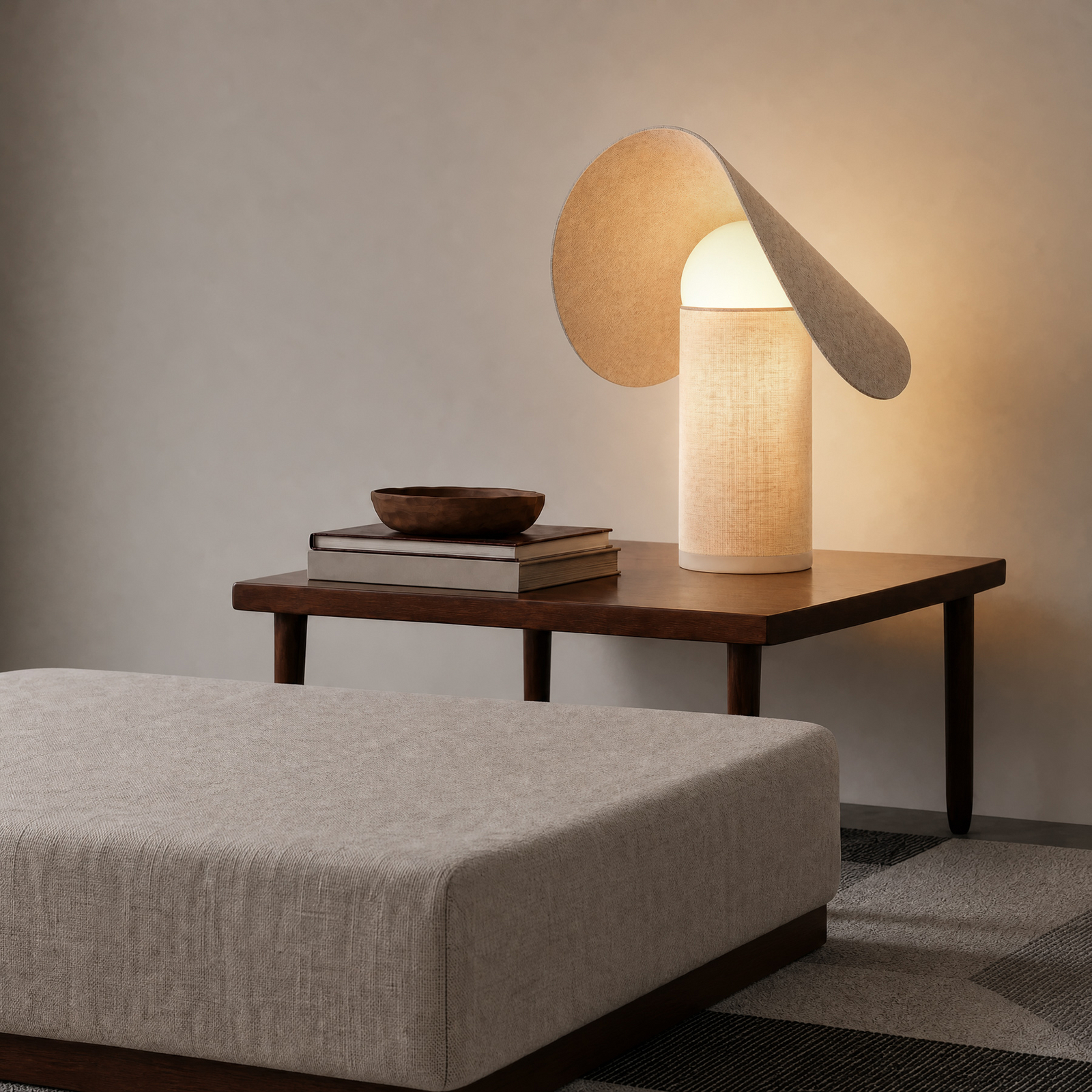 Lucande Sansibar LED stolna lampa, bež, 35 cm, prigušiva Lucande Sansibar LED stolna lampa, bež, 35 cm, prigušiva