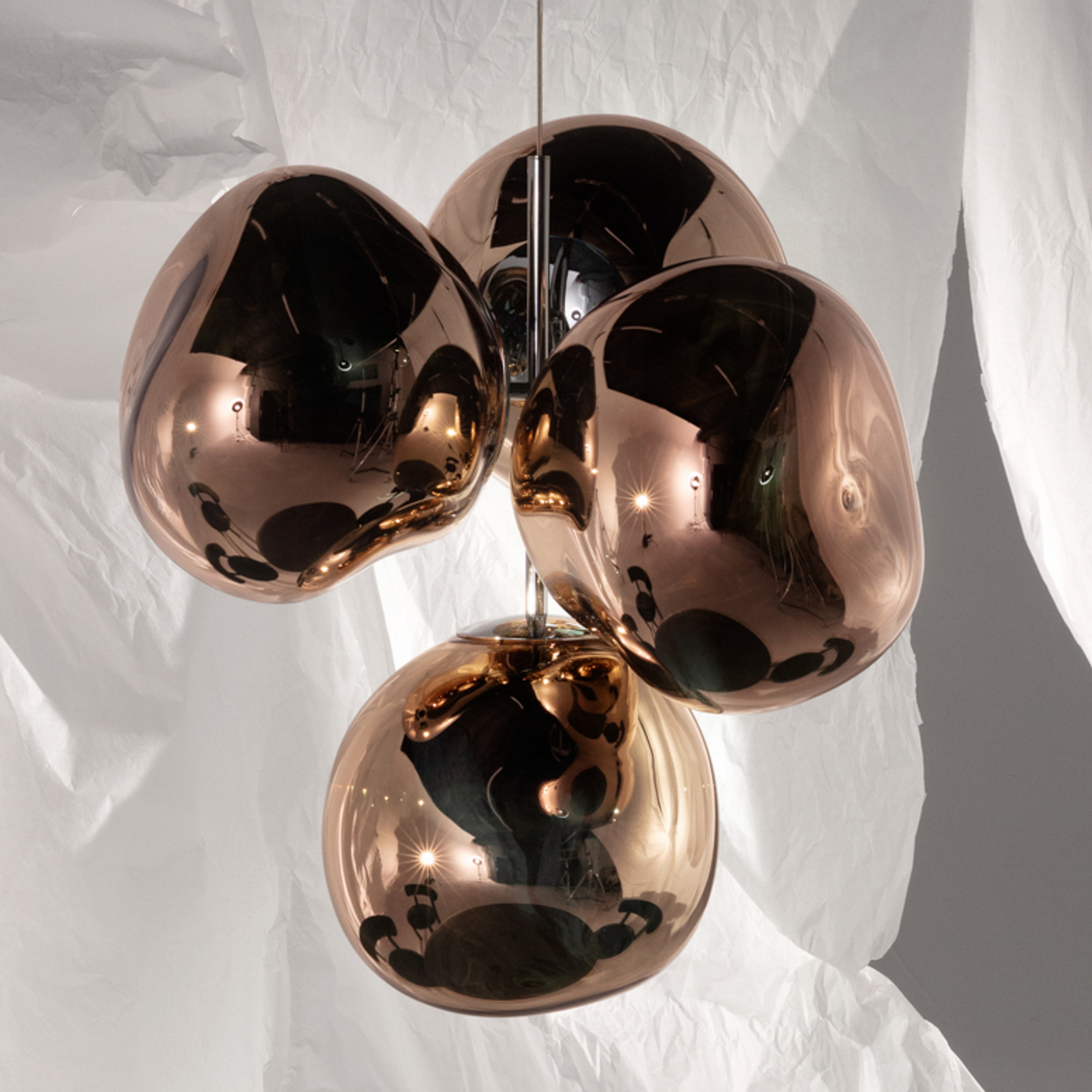 Tom Dixon LED luster Melt Chandelier, medená farba