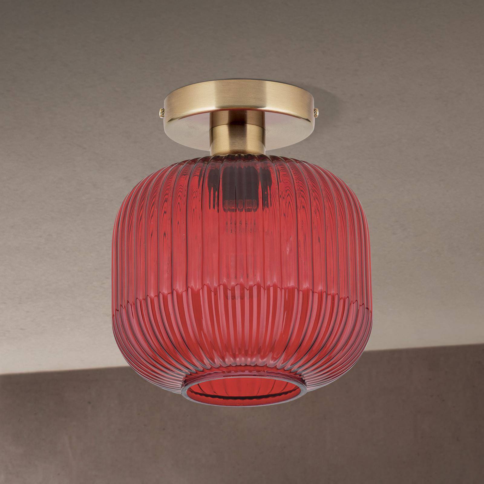 Lampa sufitowa Carneval, czerwona, Ø 20 cm, szkło, E27