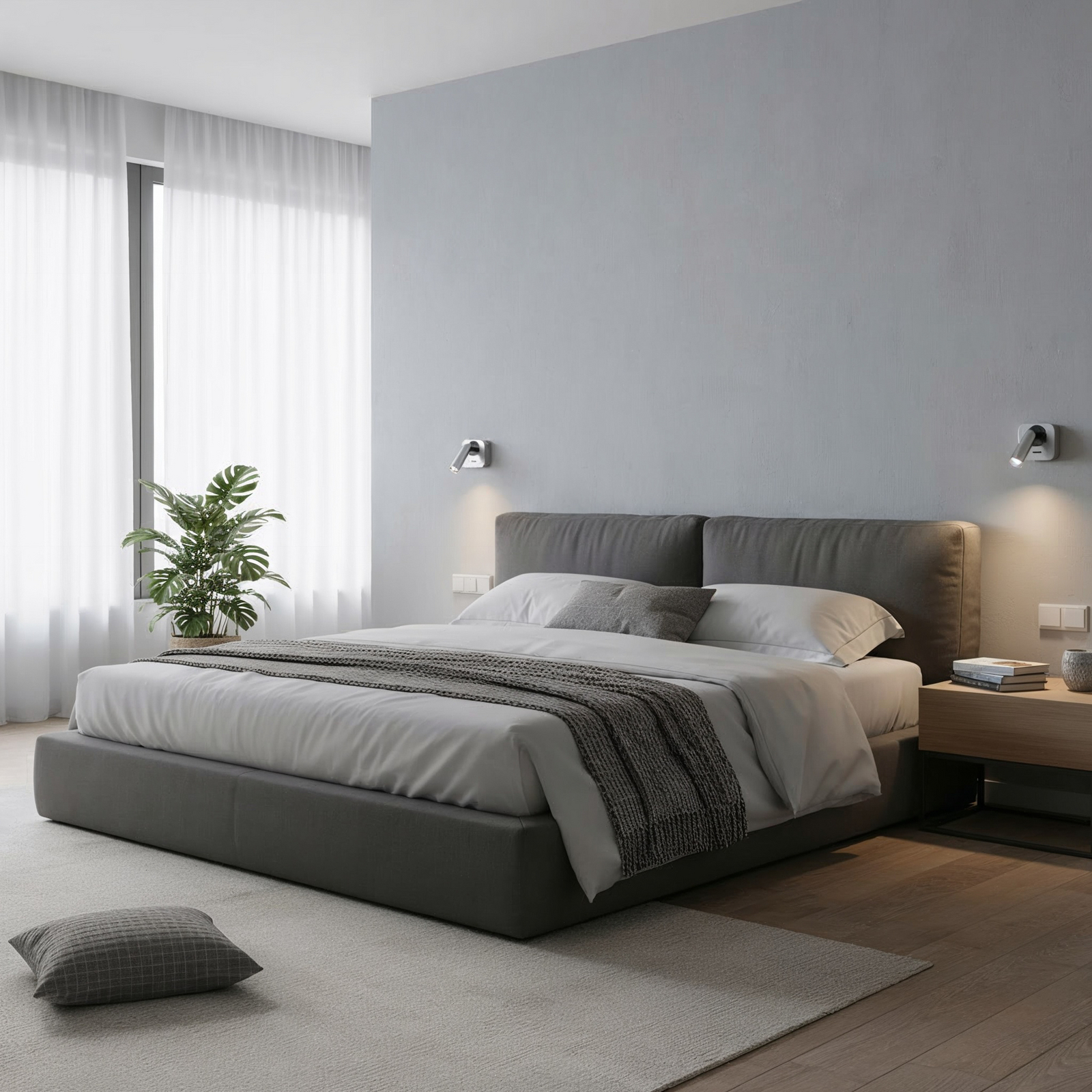 Spot LED de perete Ideal Lux Bean, culoare nichel, lățime 7 cm