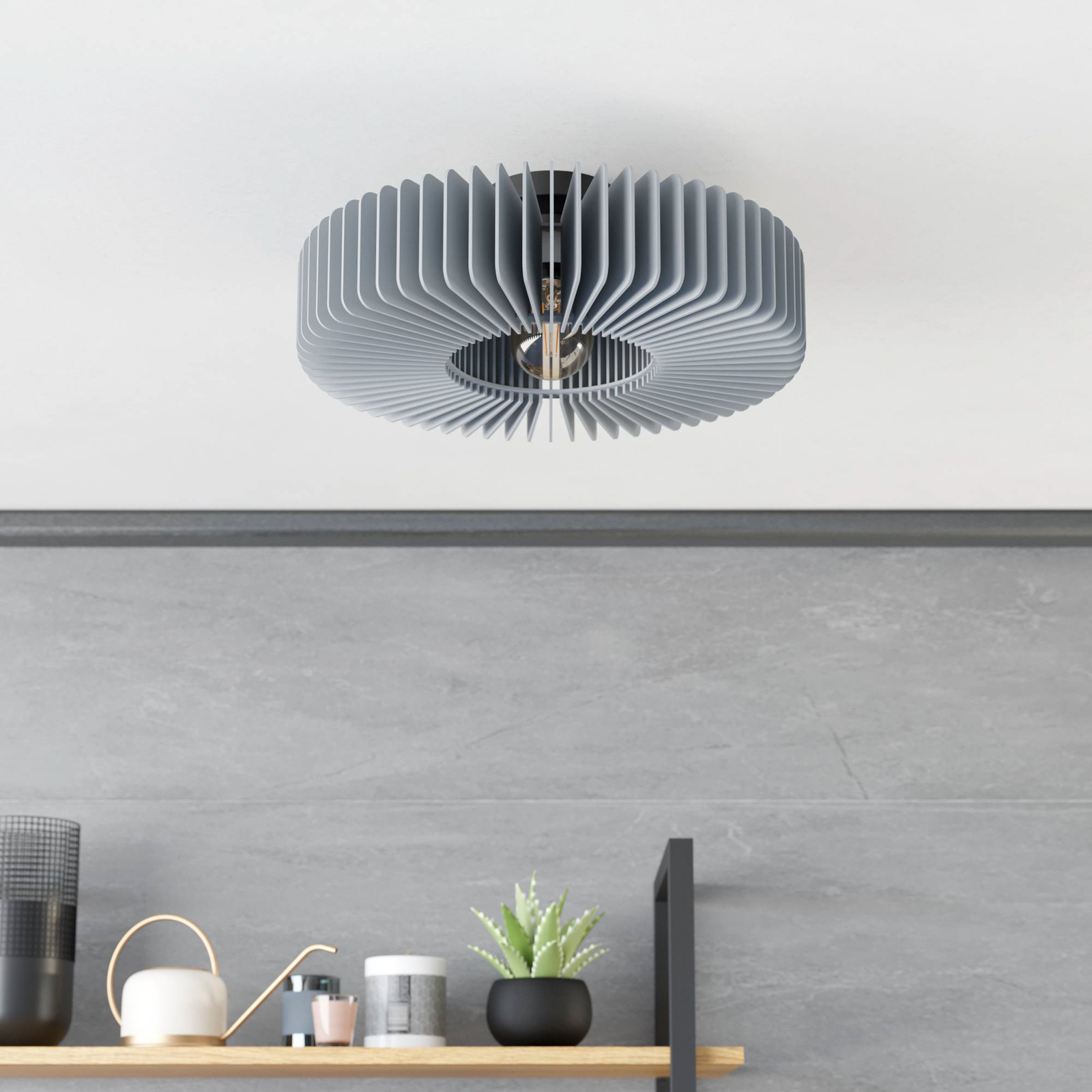 Palombaia ceiling lamp in fan look, grey