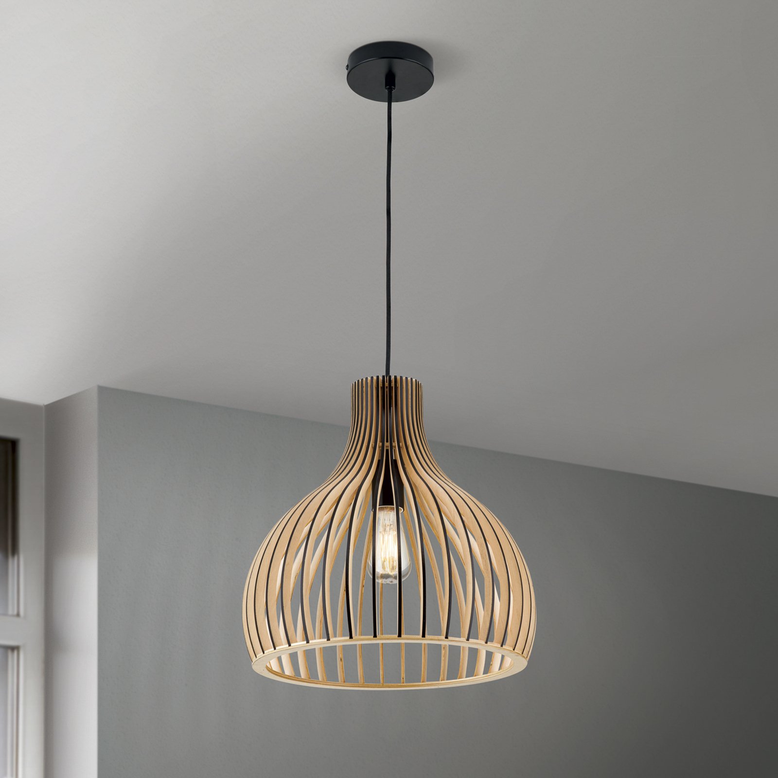 Lampada a sospensione Erik, Ø 35 cm, legno, colore naturale, E27