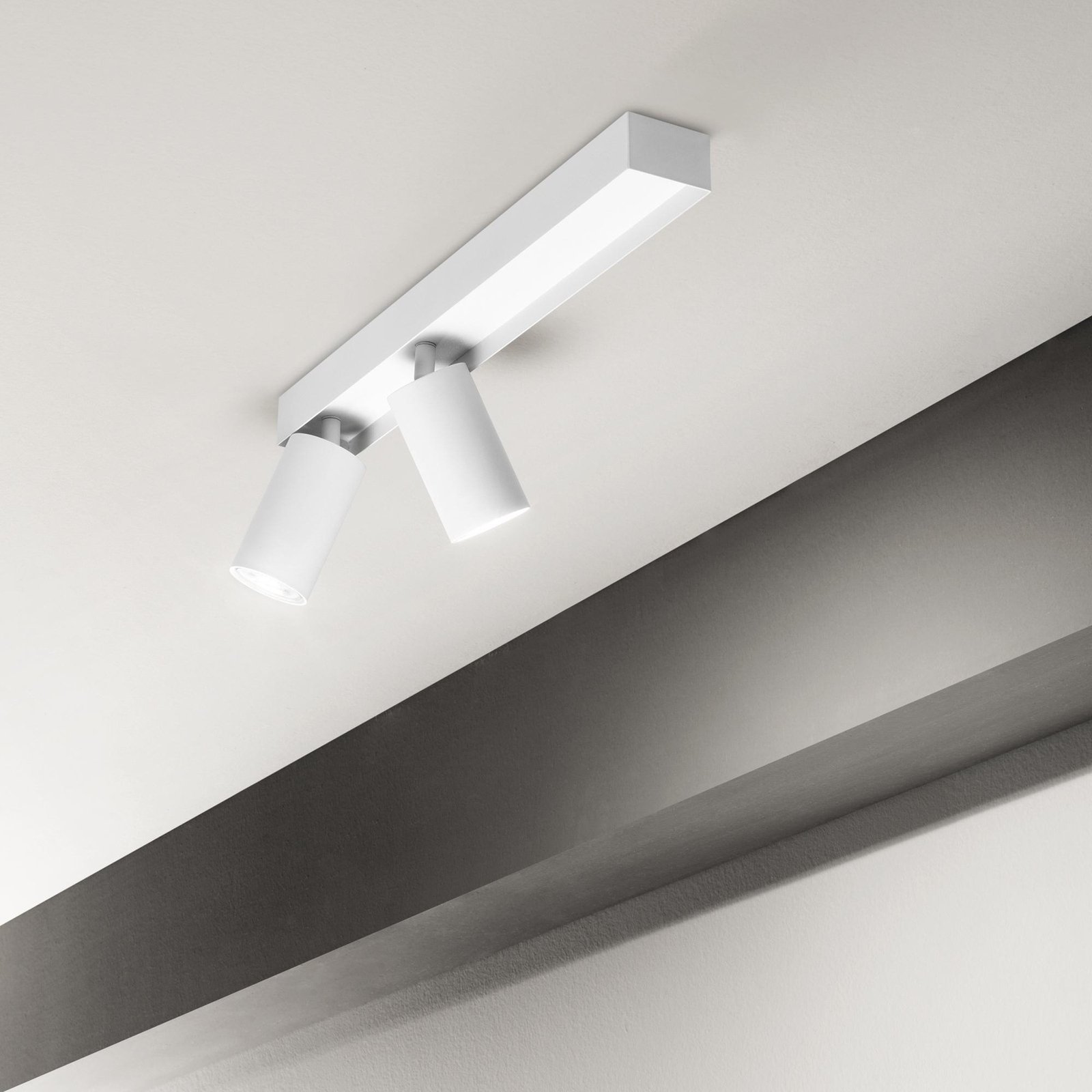 Ideal Lux spot pour plafond Profilo, blanc, à 2 lampes, métal