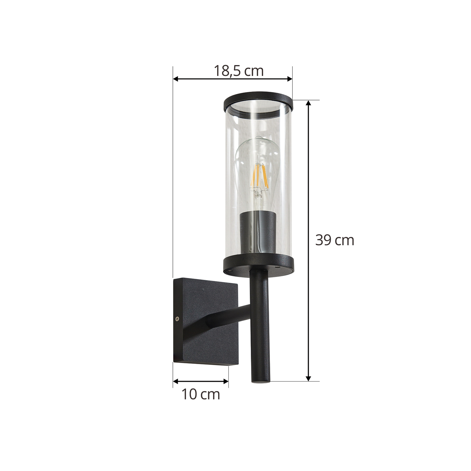 Zanta Aplique Exterior H39 IP54 Negro - Lucande