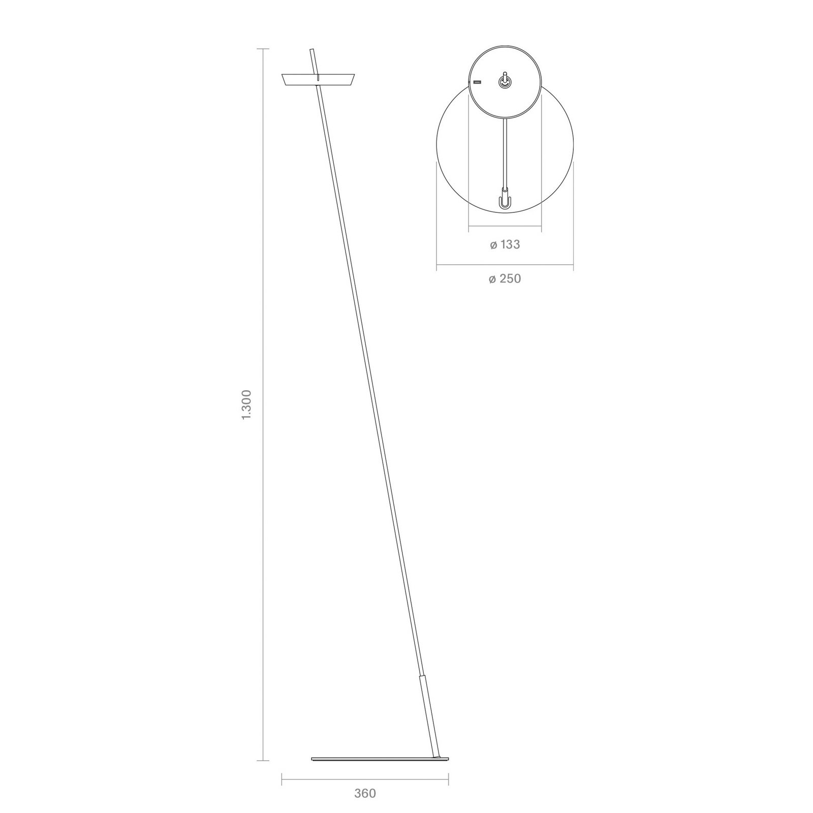 LED-akku-maavalaisin Mahina, valkoinen, korkeus 130 cm, metalli, CCT