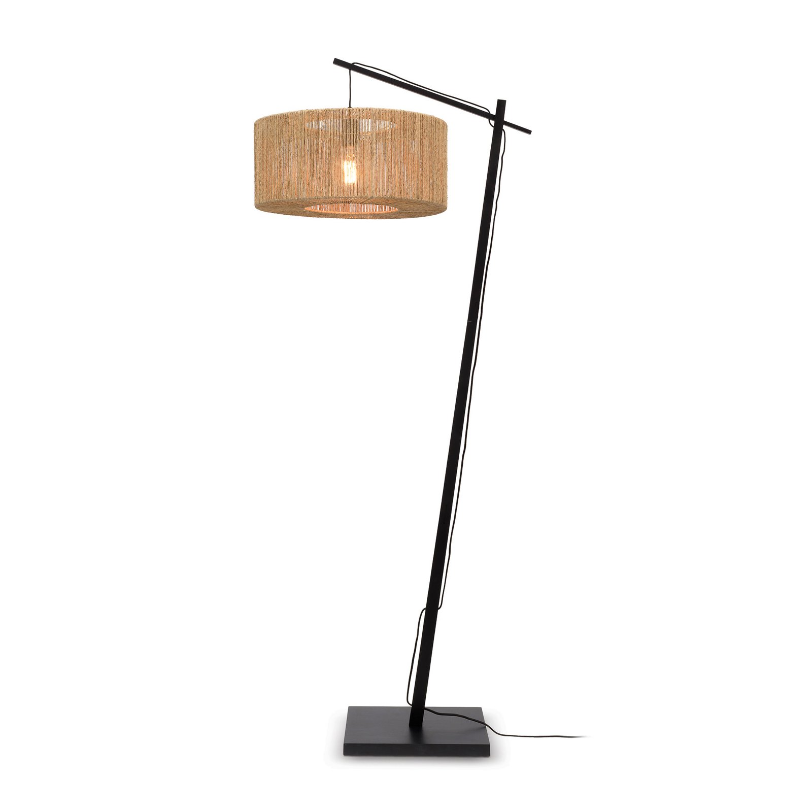 Good &amp; Mojo vloerlamp Iguazu, naturel/zwart, Ø50cm, cilinder