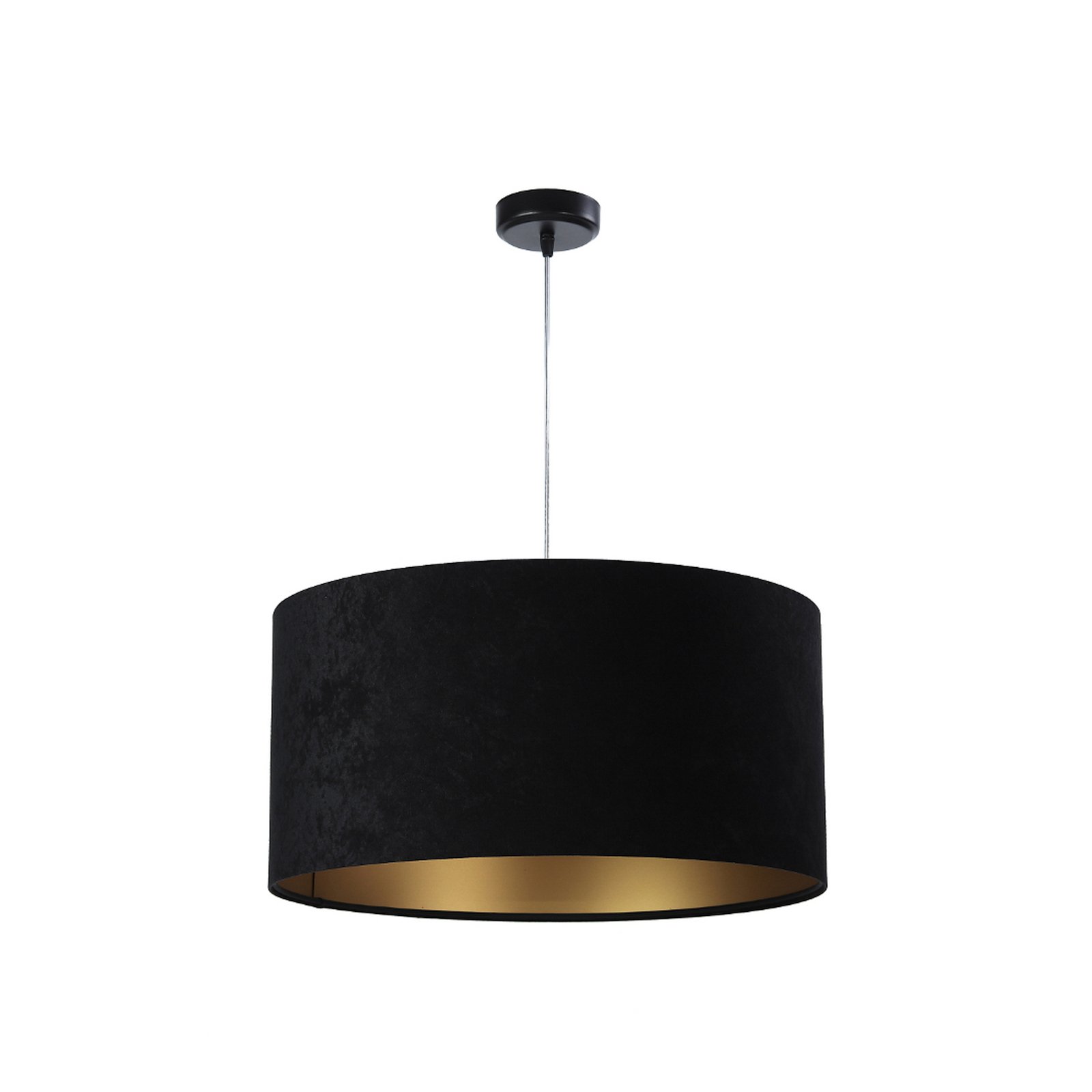 Salina pendant light, velour fabric, black/gold