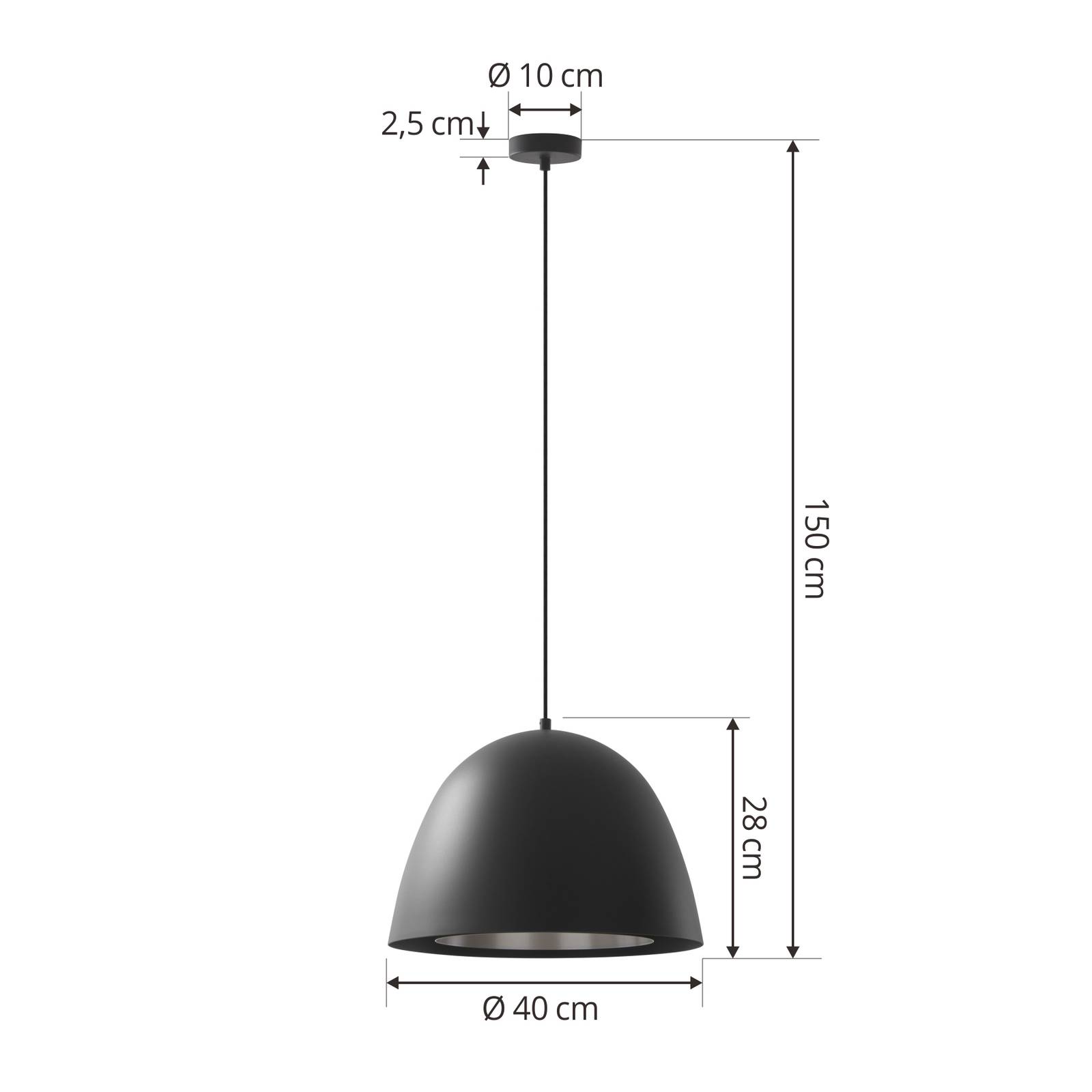 Lampa wisząca Lucande Delarion, czarny/srebrny, aluminium