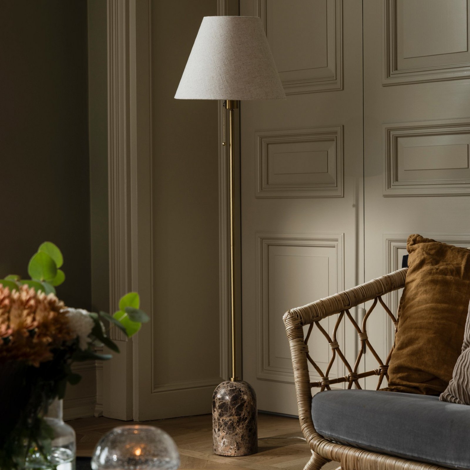 Globen Lighting Gino álló világítás, márvány talp, bézs, 145 cm