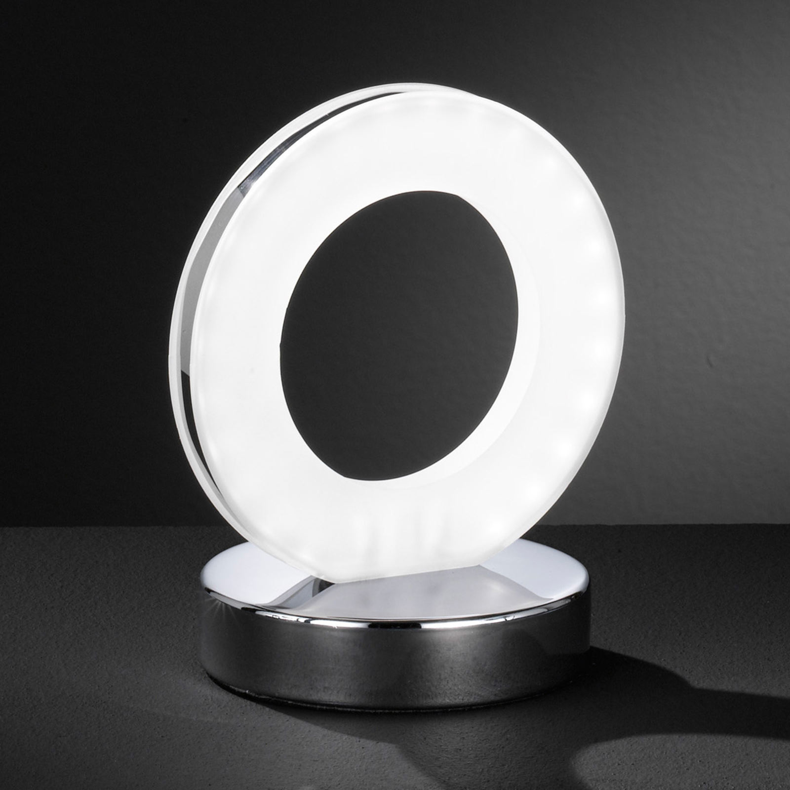 Wofi Ring-shaped Ole LED table lamp, for Living / Dining Room, metal, plastic, 4 W, energy efficiency: A+, W: 15 cm, H: 17 cm