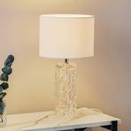 Bílá stolní lampa Madame s textilním stínidlem