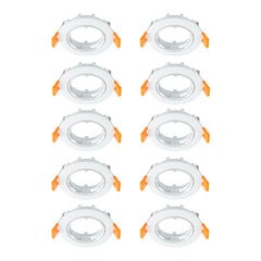 Prios lámpara de techo empotrable Fibur, blanco, zinc, Ø 8,2 cm, 10 unidades