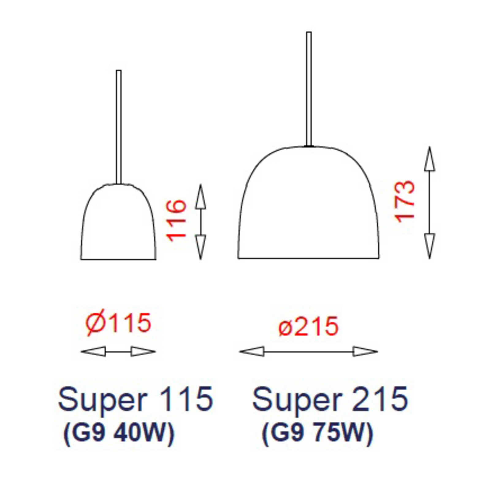 Super 115 Lámpara Colgante Ópalo/Cable Rojo - Piet Hein