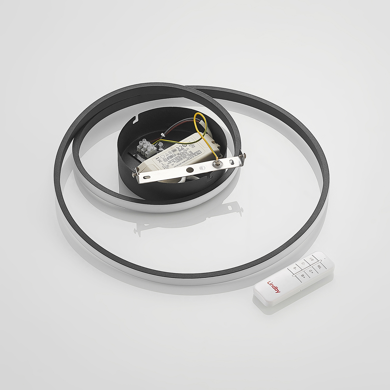 Emisua LED Candeeiro de Tecto CCT Dim. Black - Lindby