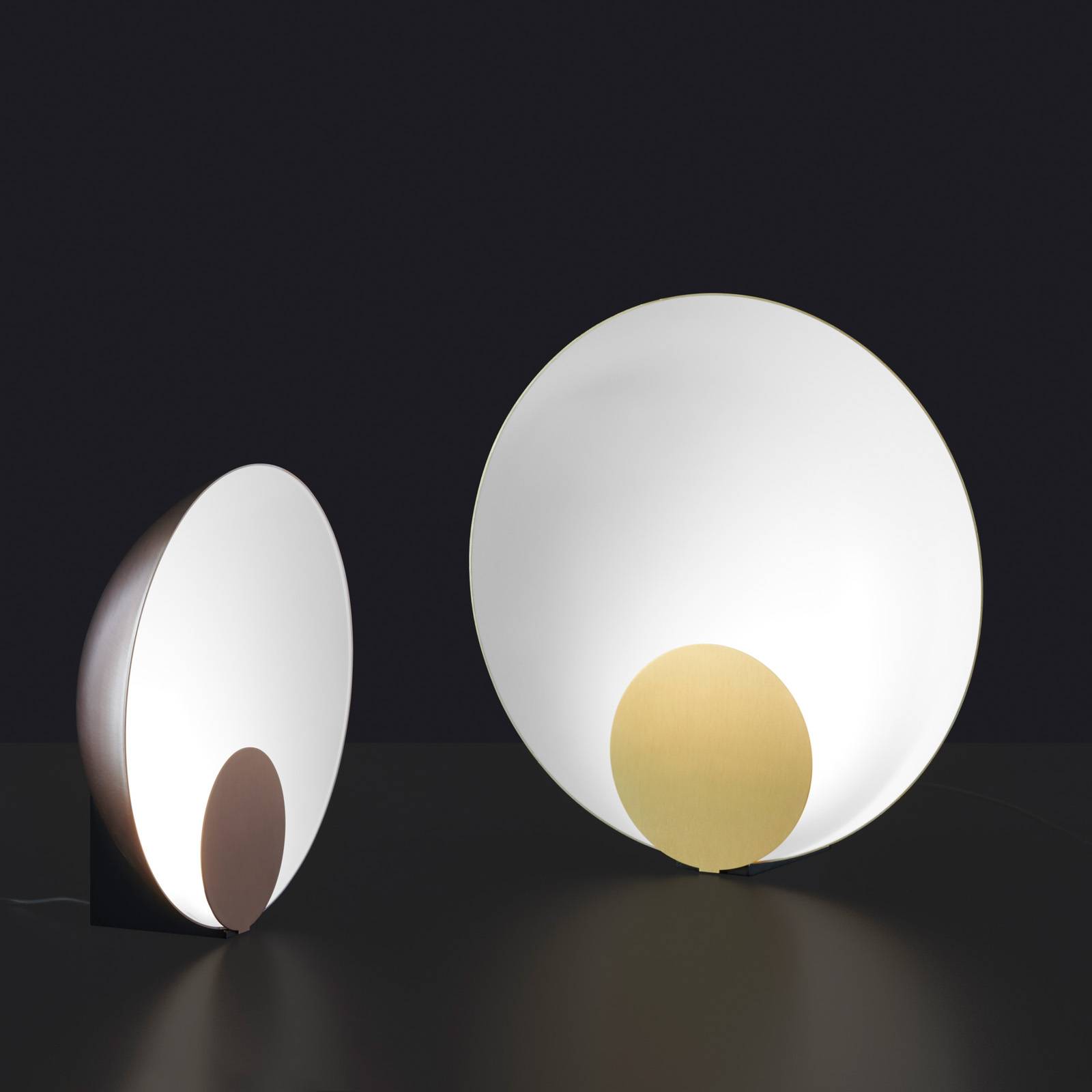 Oluce Siro Lampe de table LED à intensité variable Ø 45 cm or