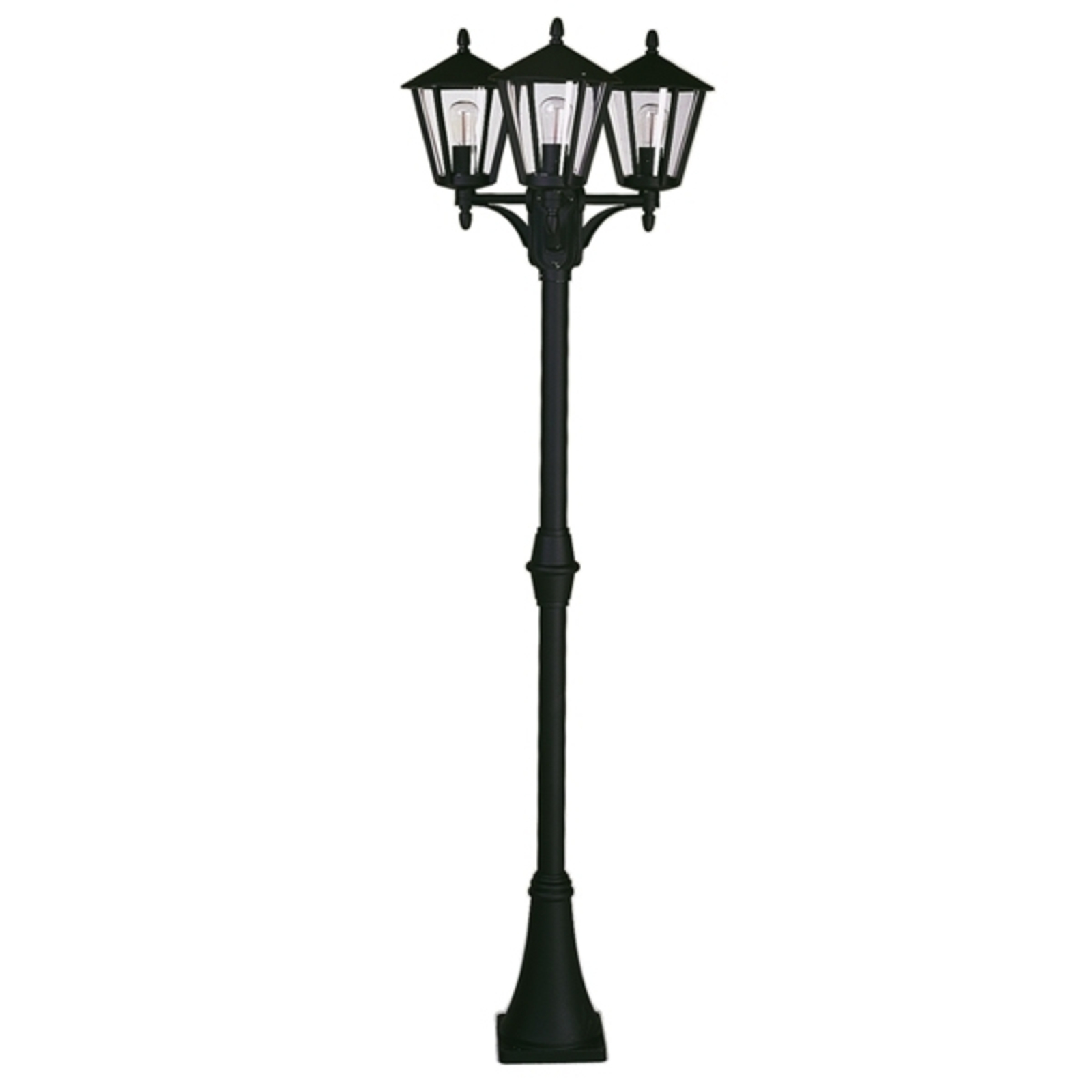 Three-bulb country house lamp post 680, black