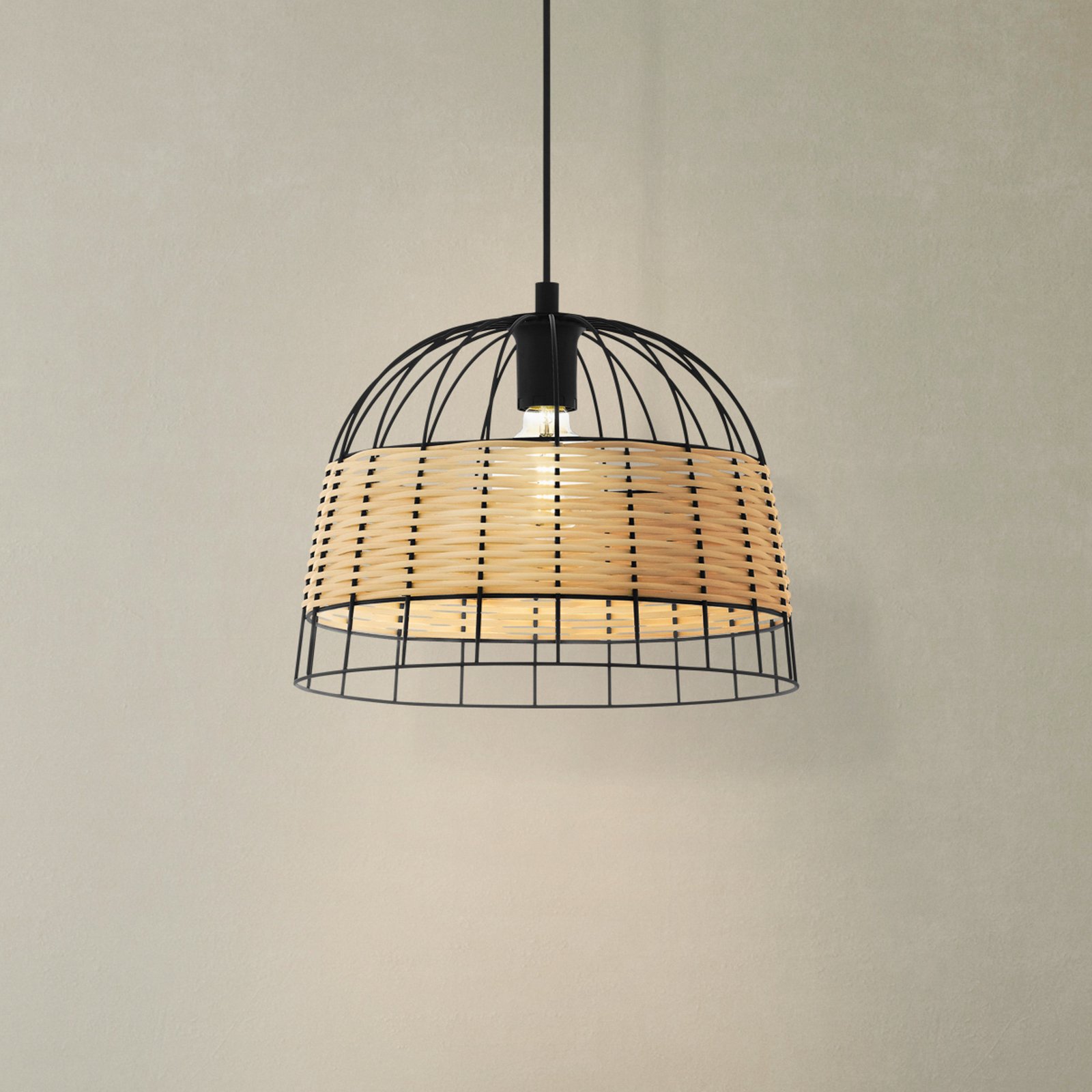 Anwick függő lámpa, acél/rattan, Ø 37 cm